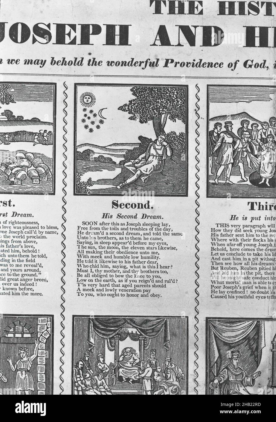 Grand-côté: L'histoire de Joseph et de ses frères, américain, Woodcut sur papier journal, ca.1831, feuille : 19 3/16 x 16 1/16 po, 48,8 x 40,8 cm Banque D'Images