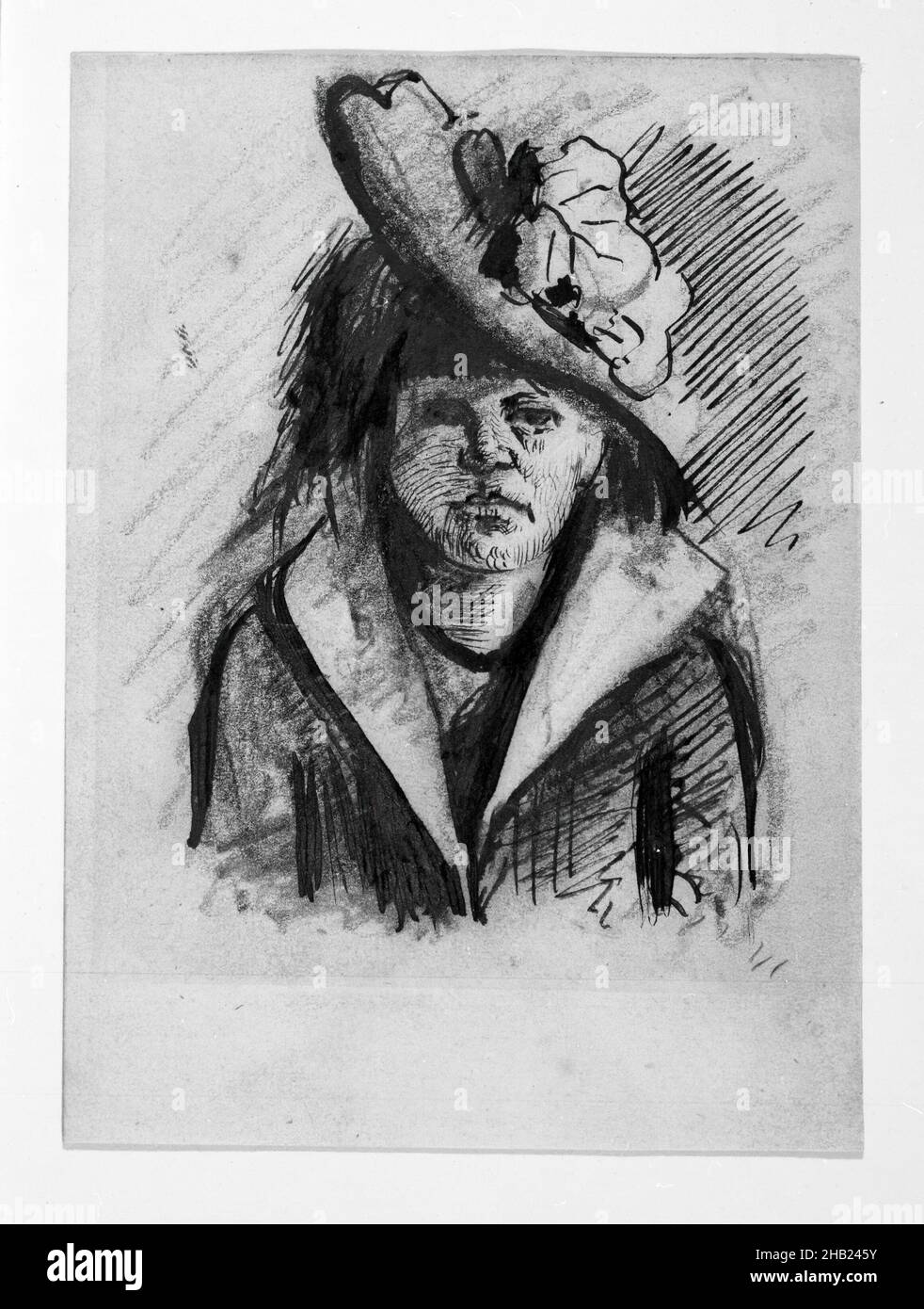 Portrait d'une femme avec chapeau, Vincent van Gogh, néerlandais, 1853-1890, Pen,encre, crayon sur papier vélin, 5 1/8 x 3 3/4 po, 13 x 9,5 cm Banque D'Images