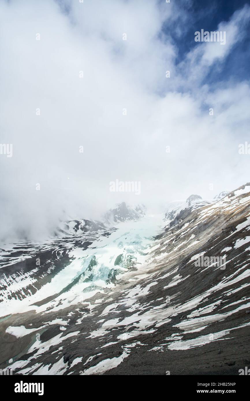 glacier, Grossglockner, Pasterze, ciel, glace,Nuage, changement climatique, Autriche, alpes, fonte des neiges,sommet, montagne, montagnes, éternel, éternel,neige, Banque D'Images