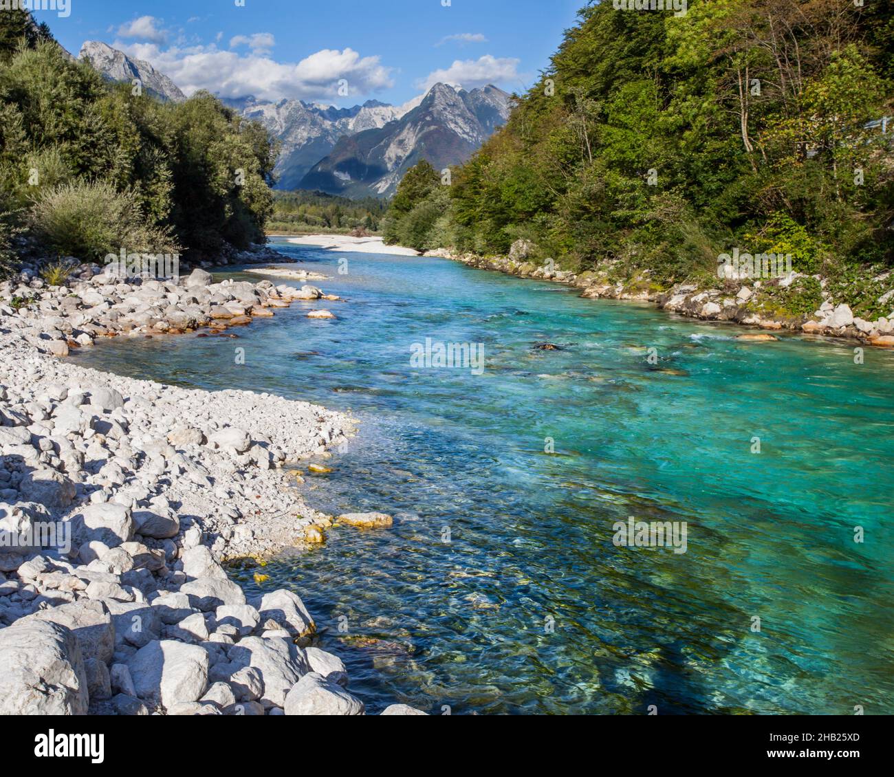 soca, rivière, montagne, Triglav, randonnée,montagnes, ciel, bleu, vallée, rochers,Rivage, Slovénie, parc national, paysage, paysage fluvial,arrière-plan, f Banque D'Images