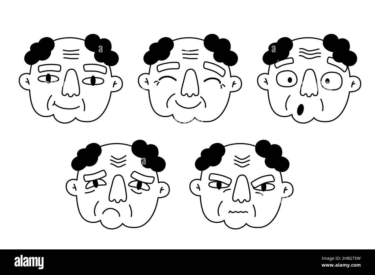 Grand-père visage avatar Old man expressions du visage Illustration de Vecteur