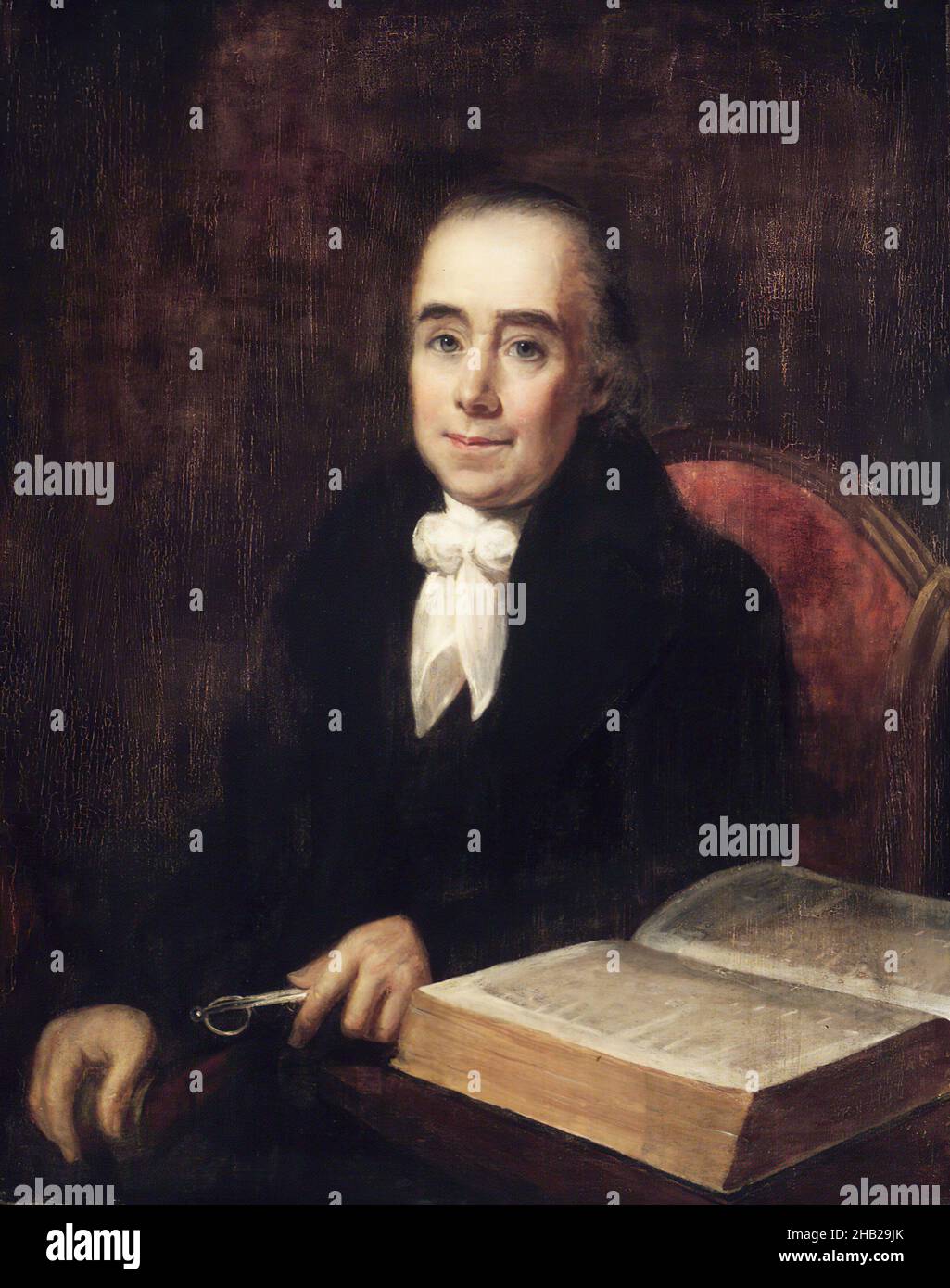 Robert Snow, William Dunlap, cuisine américaine, 1766-1839, huile à panneaux,1831, 33 9/16 x 26 11/16 po, 85,2 x 67,8 cm, américain, livre, marron, portrait,velours Banque D'Images