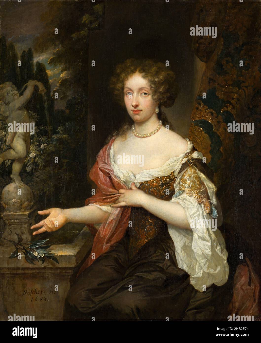 Portrait de Maria Timmers 1658-1753, Caspar Netscher, 1683 Banque D'Images