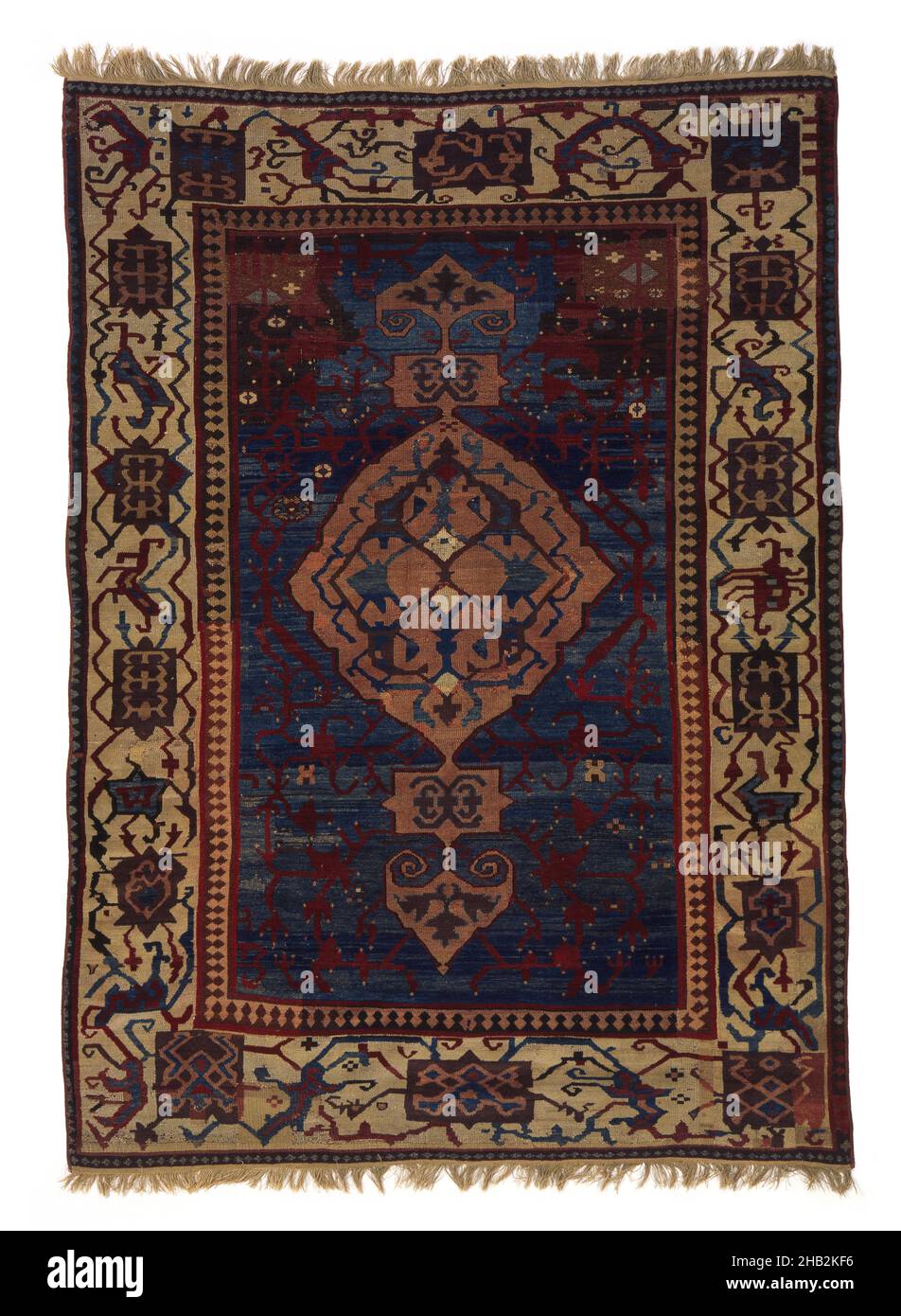 Tapis de médaillon avec bordure au sol blanche, période ottomane, 1281–1924, fin 17th–mi-18th siècle, laine,Fabriqué en Anatolie, Turquie, Asie, textiles, 96 x 65 po.(243,8 x 165,1 cm Banque D'Images