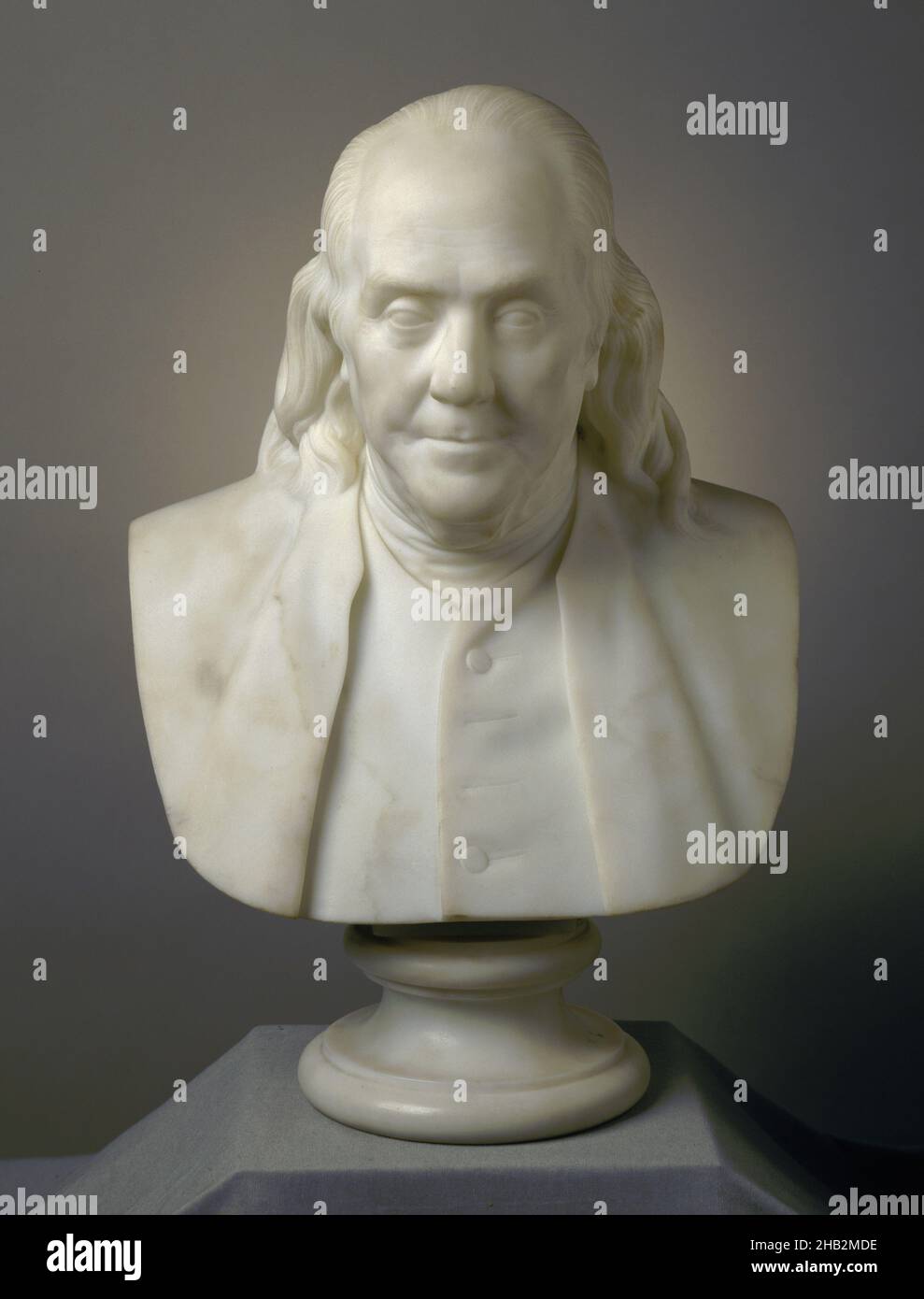 Benjamin Franklin, Hiram Powers, cuisine américaine, 1805–1873, 1851–73,Marbre, fabriqué à Florence, Italie, Europe, Sculpture,pierre et minéral, 18 x 12 1/2 x 10 po(45,7 x 31,8 x 25,4 cm Banque D'Images