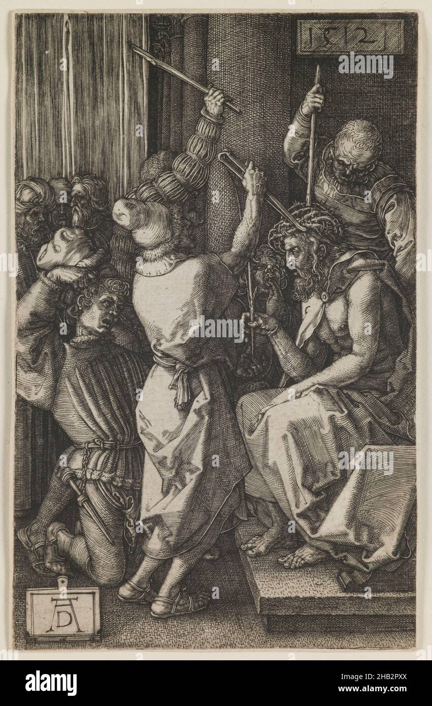 Christ couronné de Thorns, de la série 'la passion gravée', Albrecht Dürer, allemand, 1471–1528, 1512,Gravure, faite à Nuremberg, Bavière, Allemagne, Europe,Tirages, image : 4 9/16 x 2 15/16 cm(11,6 x 7,4 cm Banque D'Images