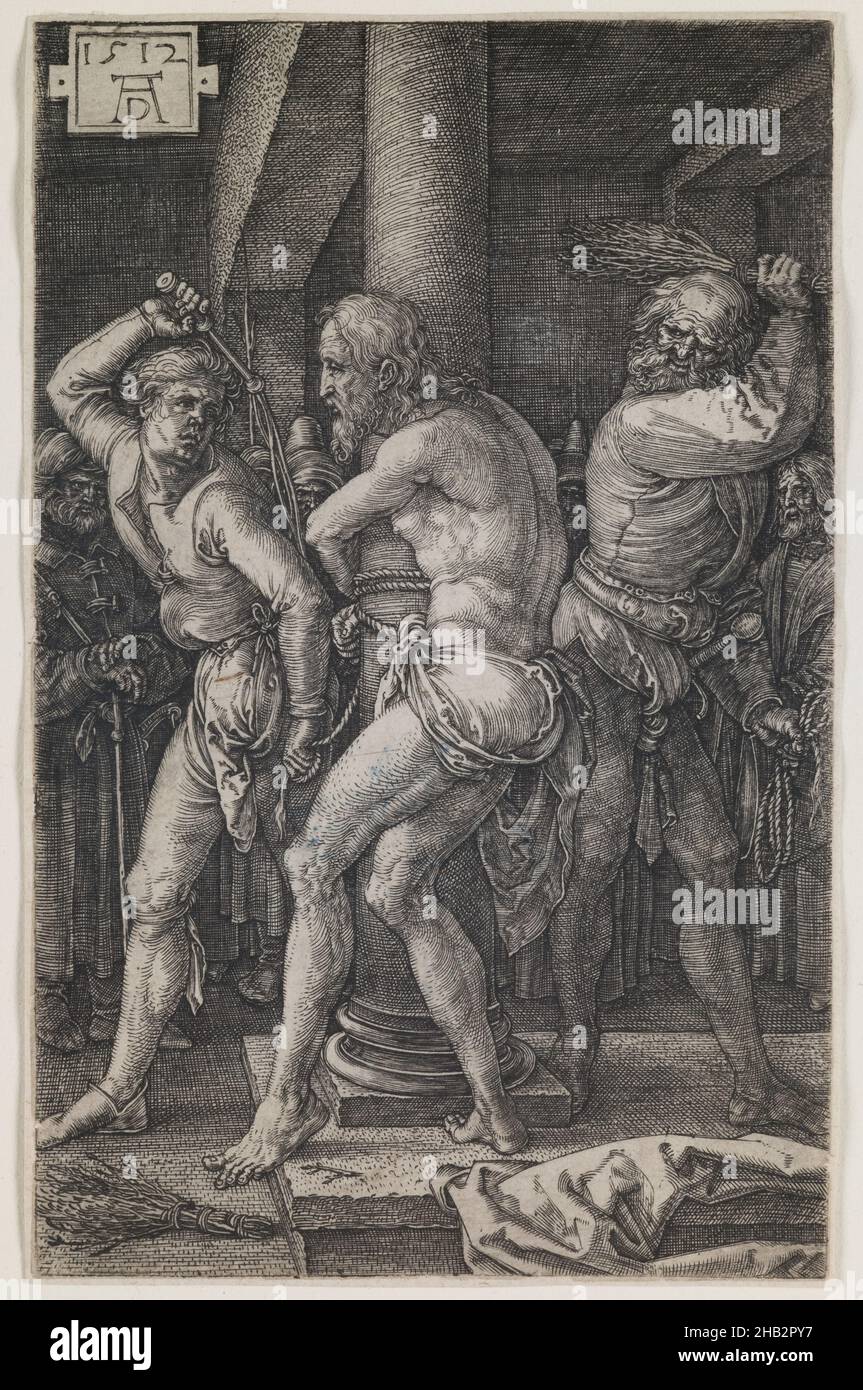 Flagellation, de la série 'la passion gravée', Albrecht Dürer, allemand, 1471–1528, 1512,Gravure, faite à Nuremberg, Bavière, Allemagne, Europe,Tirages, image : 4 9/16 x 2 7/8 cm(11,6 × 7,3 cm Banque D'Images