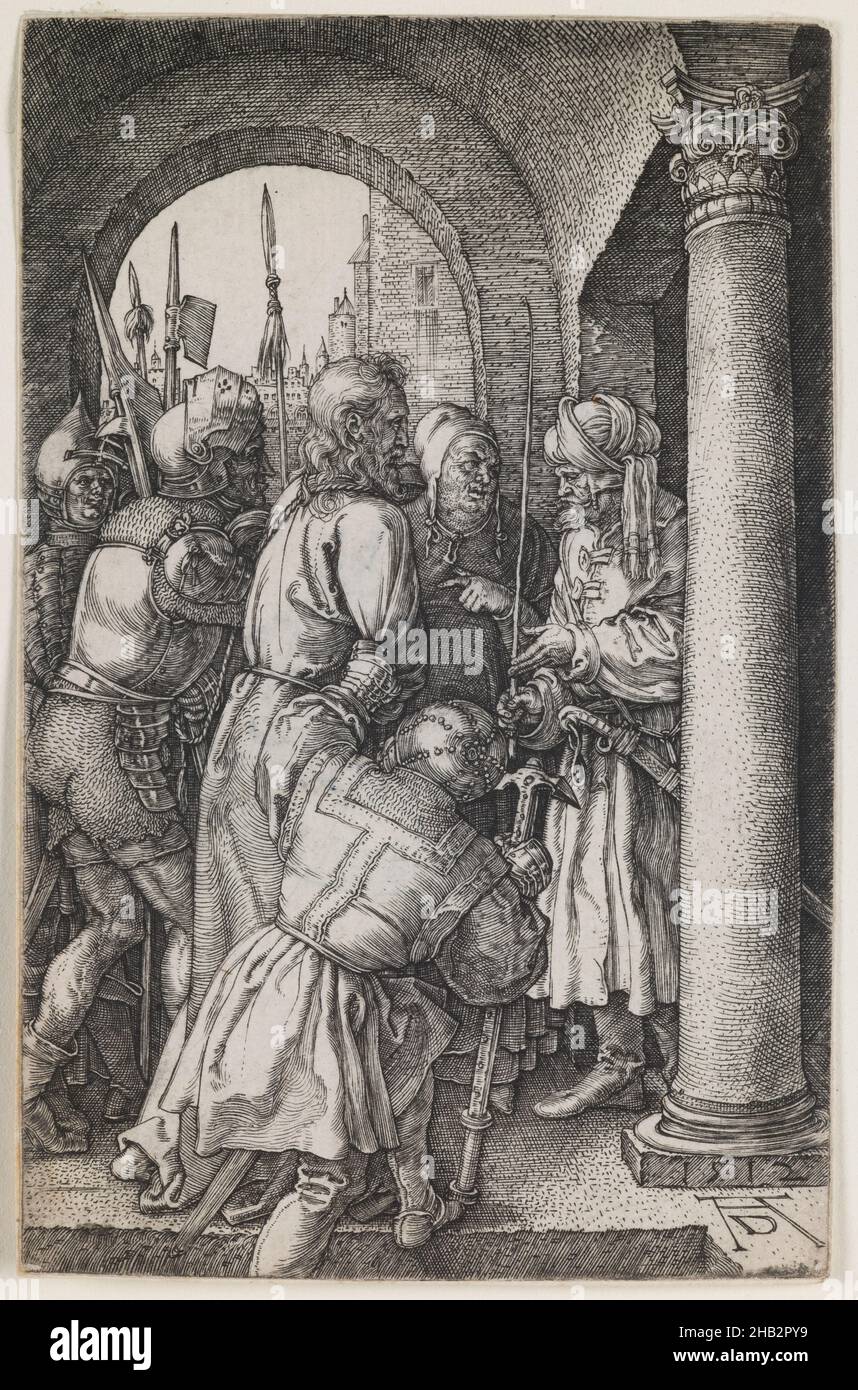Christ avant Pilate, de la série 'la passion gravée', Albrecht Dürer, allemand, 1471–1528, 1512,Gravure, faite à Nuremberg, Bavière, Allemagne, Europe,Tirages, image : 4 1/2 x 2 15/16 cm(11,5 × 7,4 cm Banque D'Images
