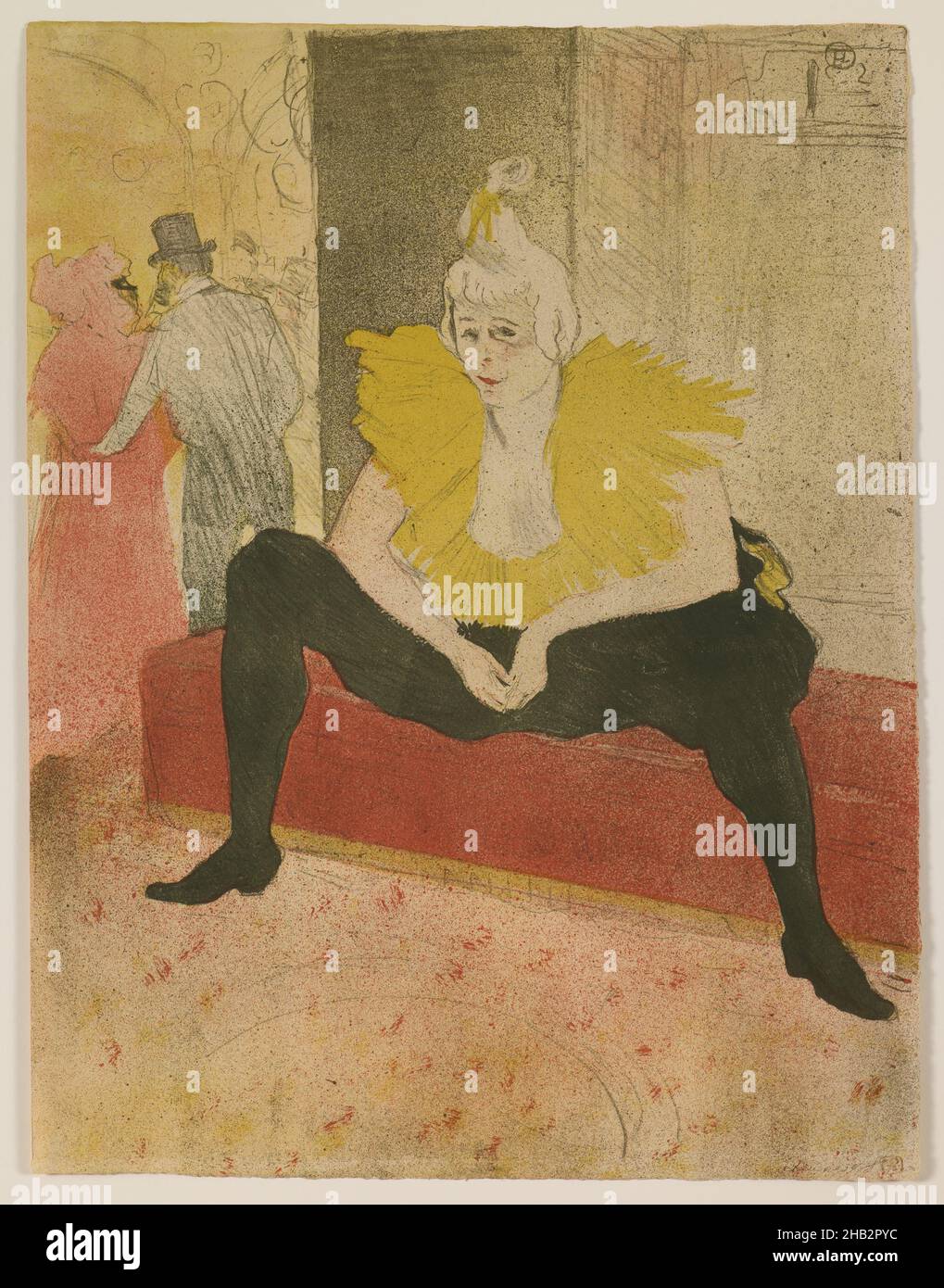 La clowness assise, Henri de Toulouse-Lautrec, français, 1864–1901, probablement imprimé par Auguste Clot, français, 1858–1936, Gustave Pellet, Paris,Paris, 1896, Crayon, pinceau, et lithographie à la pâte, fabriqué en France, Europe, tirages, image: 20 7/16 x 15 15/16 po.(51,9 x 40,5 cm Banque D'Images