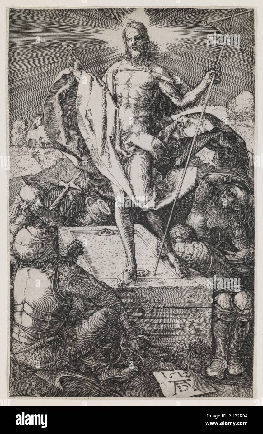 Résurrection, de la série 'la passion gravée', Albrecht Dürer, allemand, 1471–1528, 1512,Gravure, faite à Nuremberg, Bavière, Allemagne, Europe,Tirages, image : 4 5/8 x 2 15/16 cm(11,7 × 7,4 cm Banque D'Images