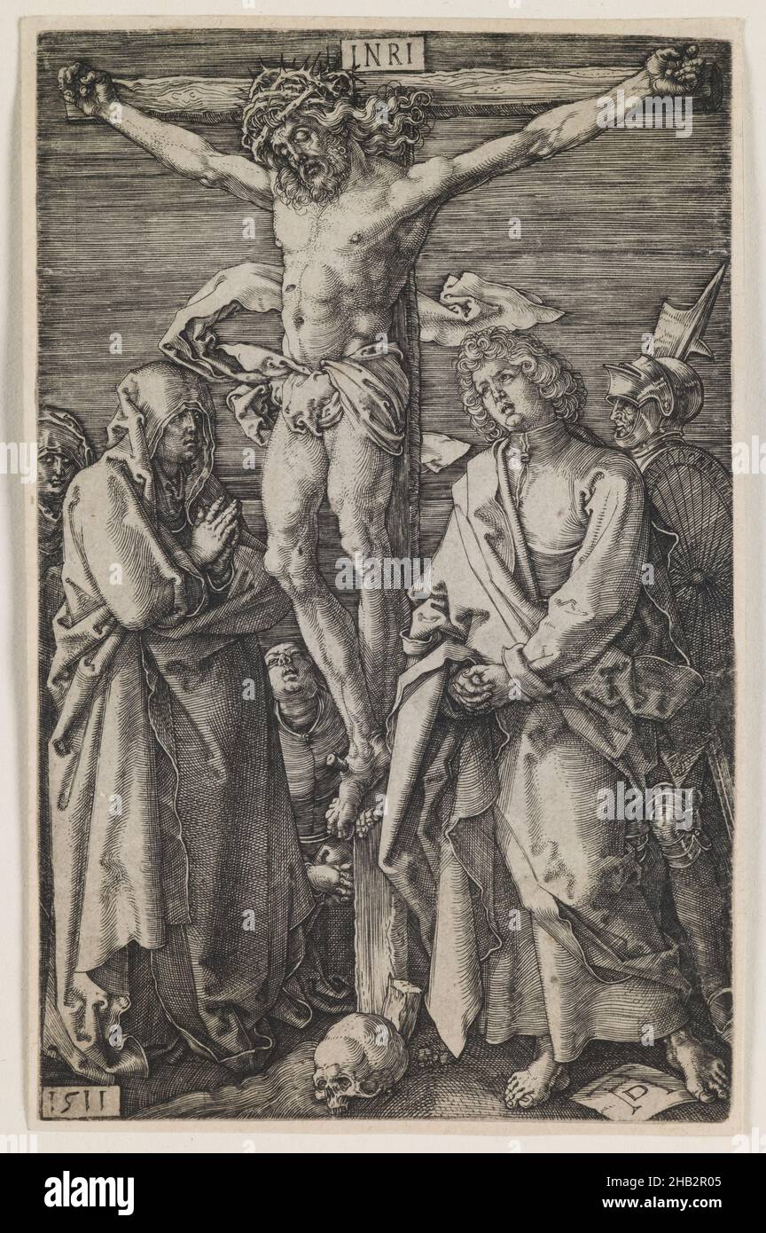 Crucifixion, de la série 'la passion gravée', Albrecht Dürer, allemand, 1471–1528, 1511,Gravure, faite à Nuremberg, Bavière, Allemagne, Europe,Tirages, image : 4 9/16 x 2 15/16 cm(11,6 × 7,4 cm Banque D'Images