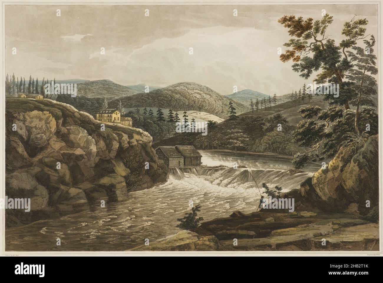 Little Falls à Luzerne, de « The Hudson River Portfolio », William Guy Wall, irlandais, 1792–après 1864, John Hill,Américain (né en Angleterre), 1770–1850, 1822–23, aquatinte de couleur main, gravure,Et gravure, Luzerne, New York, Etats-Unis, Amérique du Nord et Centrale, tirages, image : 16 po x 21 1/4 po(40,6 x 54 cm Banque D'Images