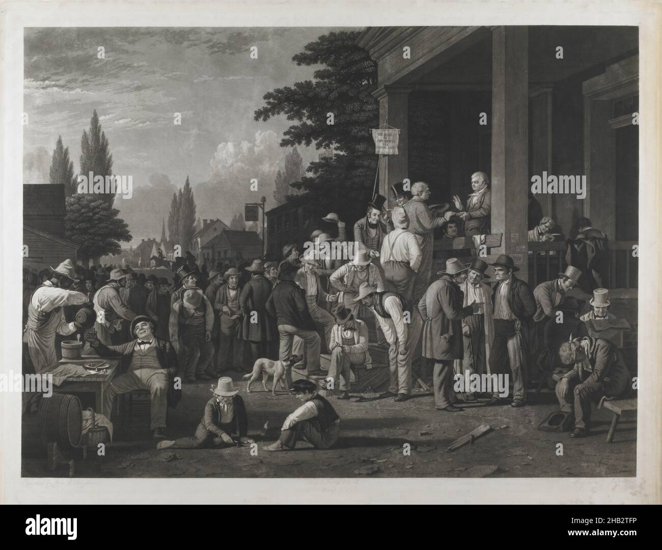 Preuve 17 de 'The County Election', George Caleb Bingham, cuisine américaine, 1811–1879, gravée et gravée par John Sartain, cuisine américaine, 1808–1897, 1854, Etching,Gravure et mezzotint sur le collage de chine, tirages, image : 22 1/8 x 30 1/8 po.(56,2 x 76,5 cm Banque D'Images