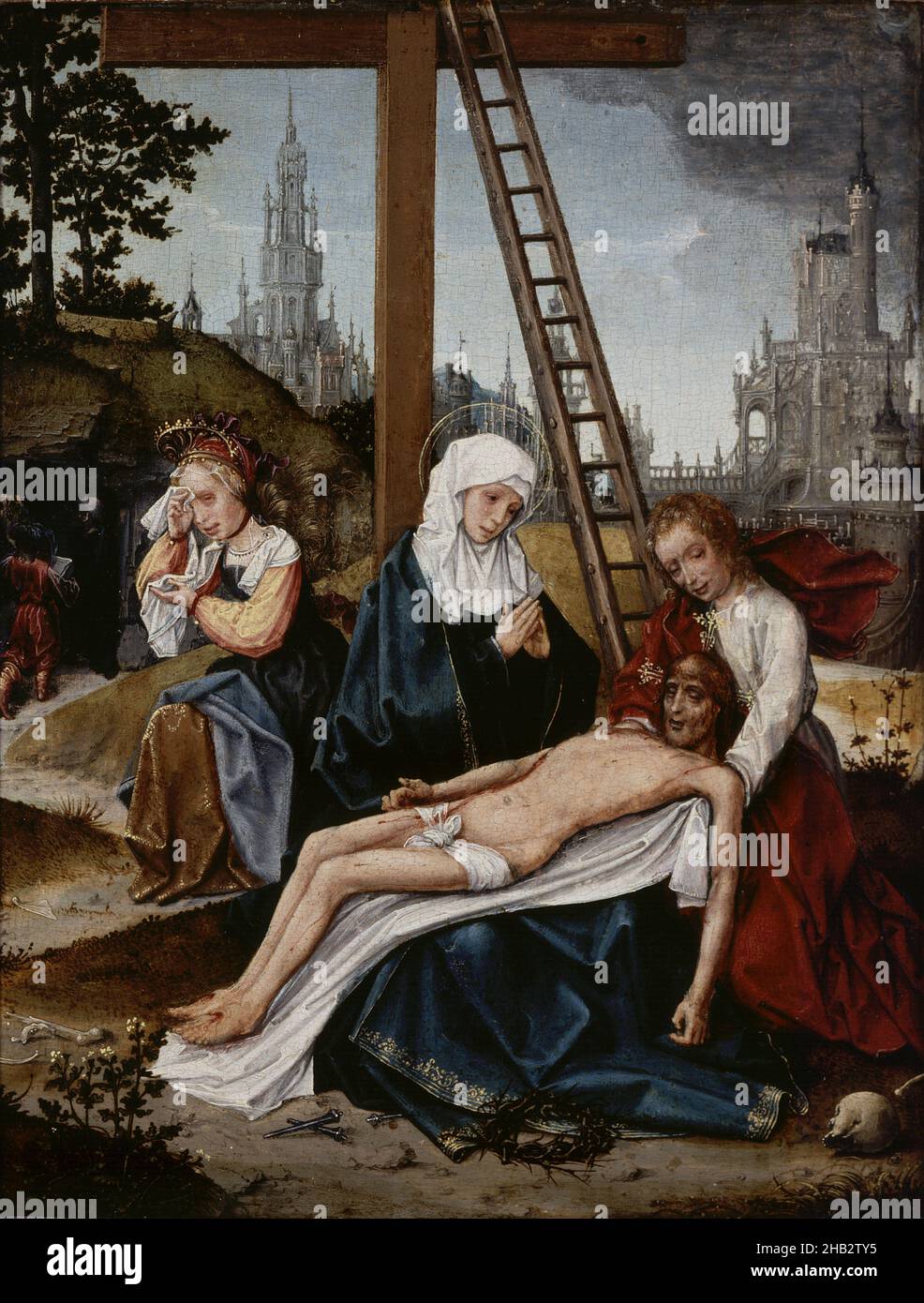 Lamentation, Jan Provoost, Netherlandish du Sud, c.1465–1529, c.1510–15,Huile sur panneau, fabriquée en Belgique, Europe, peintures, 11 1/2 x 9 po.(29,2 x 22,9 cm Banque D'Images
