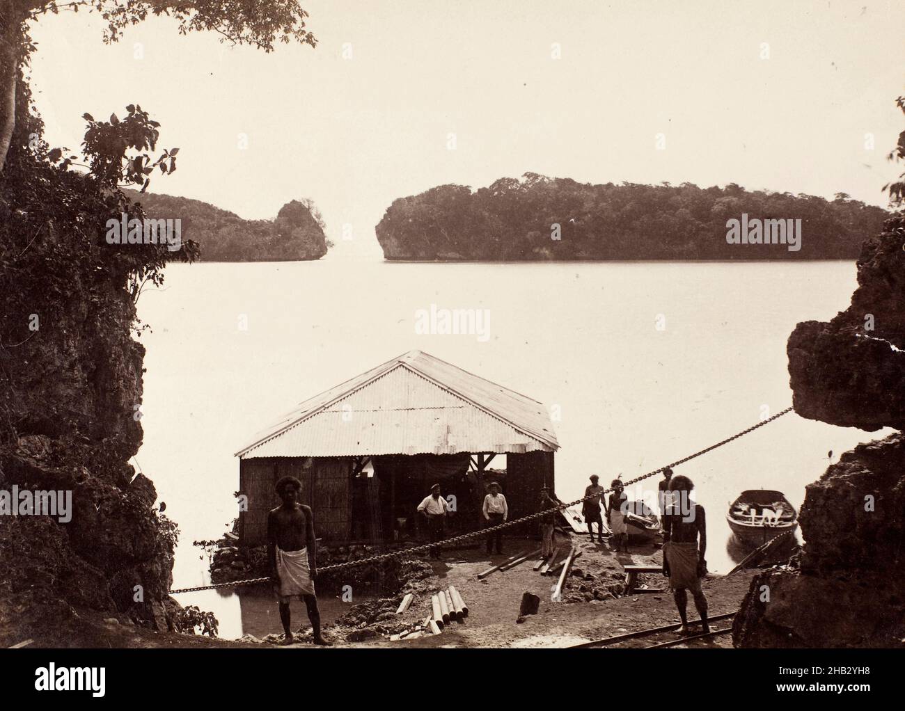La lagune - Mango - Fidji, Burton Brothers studio, studio de photographie, fin du 19th siècle, Dunedin,photographie Banque D'Images