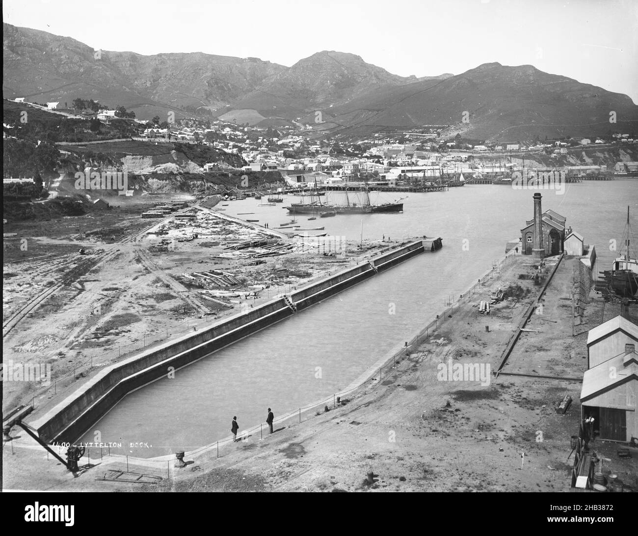 Lyttelton dock, studio Burton Brothers, studio de photographie, Dunedin, procédé de fabrication de plaques sèches en gélatine Banque D'Images