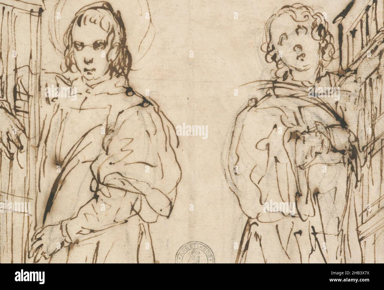 Deux études de Saint-Laurent, Alessandro Maganza, artiste, fin 16th-début 17th siècle, Vicenza Banque D'Images