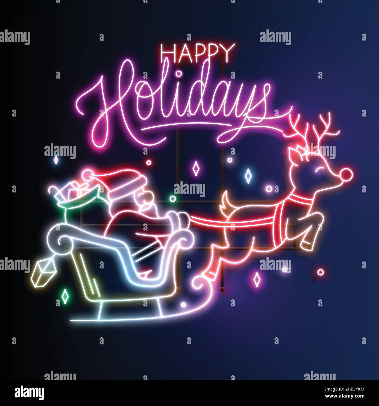 illustration du motif vectoriel de noël au néon Illustration de Vecteur