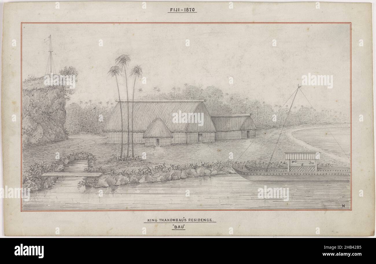 Résidence du roi Thakombua, Bau, Fidji., Unknown, 1870 Banque D'Images