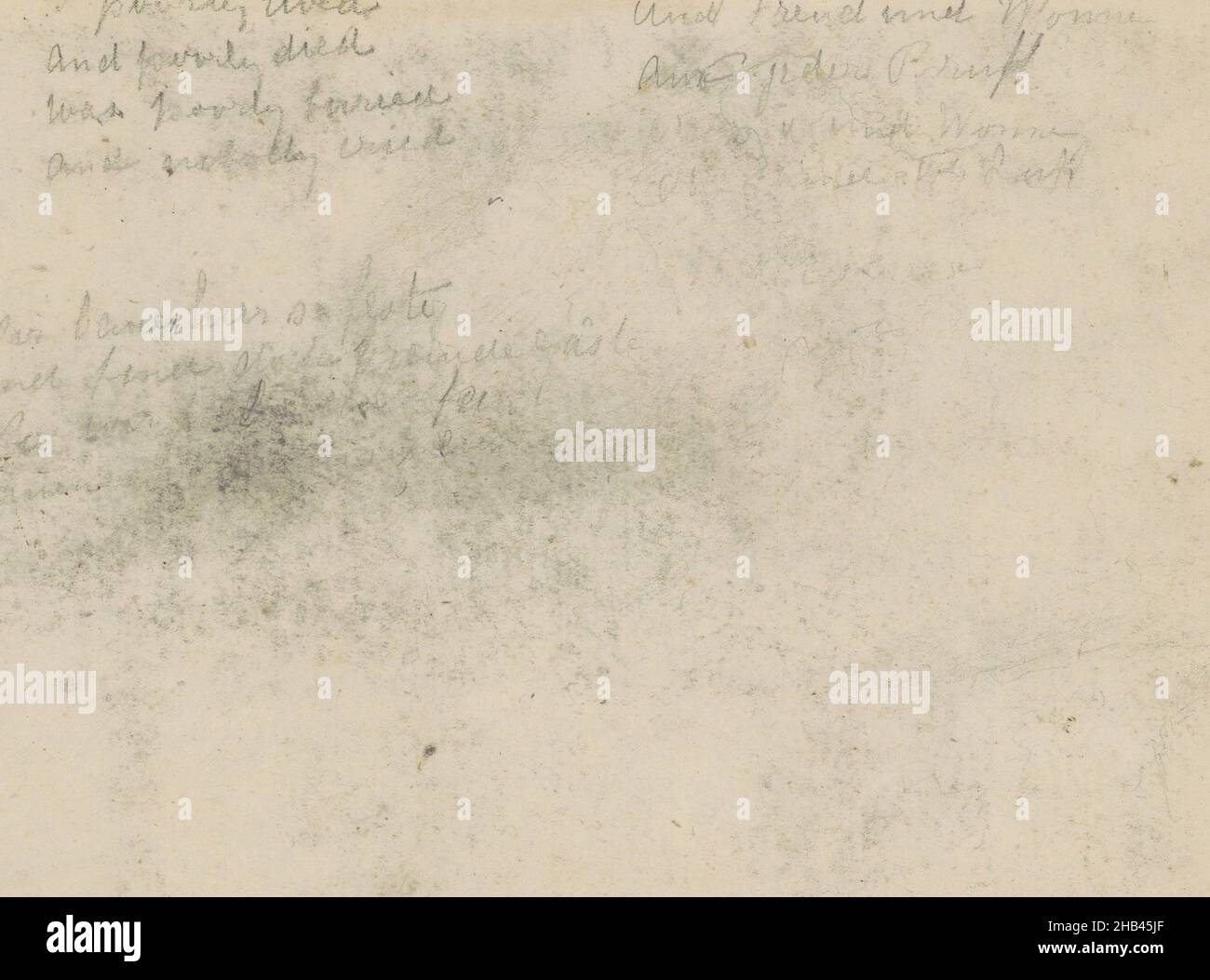 Dos de couverture d'un carnet de 18 pages, fragments d'un épitaphe et le Mailied par Johann Wolfgang von Goethe., dessinateur: Jozef Israëls, 1834 - 1911, Jozef Israëls, 1834 - 1911 Banque D'Images