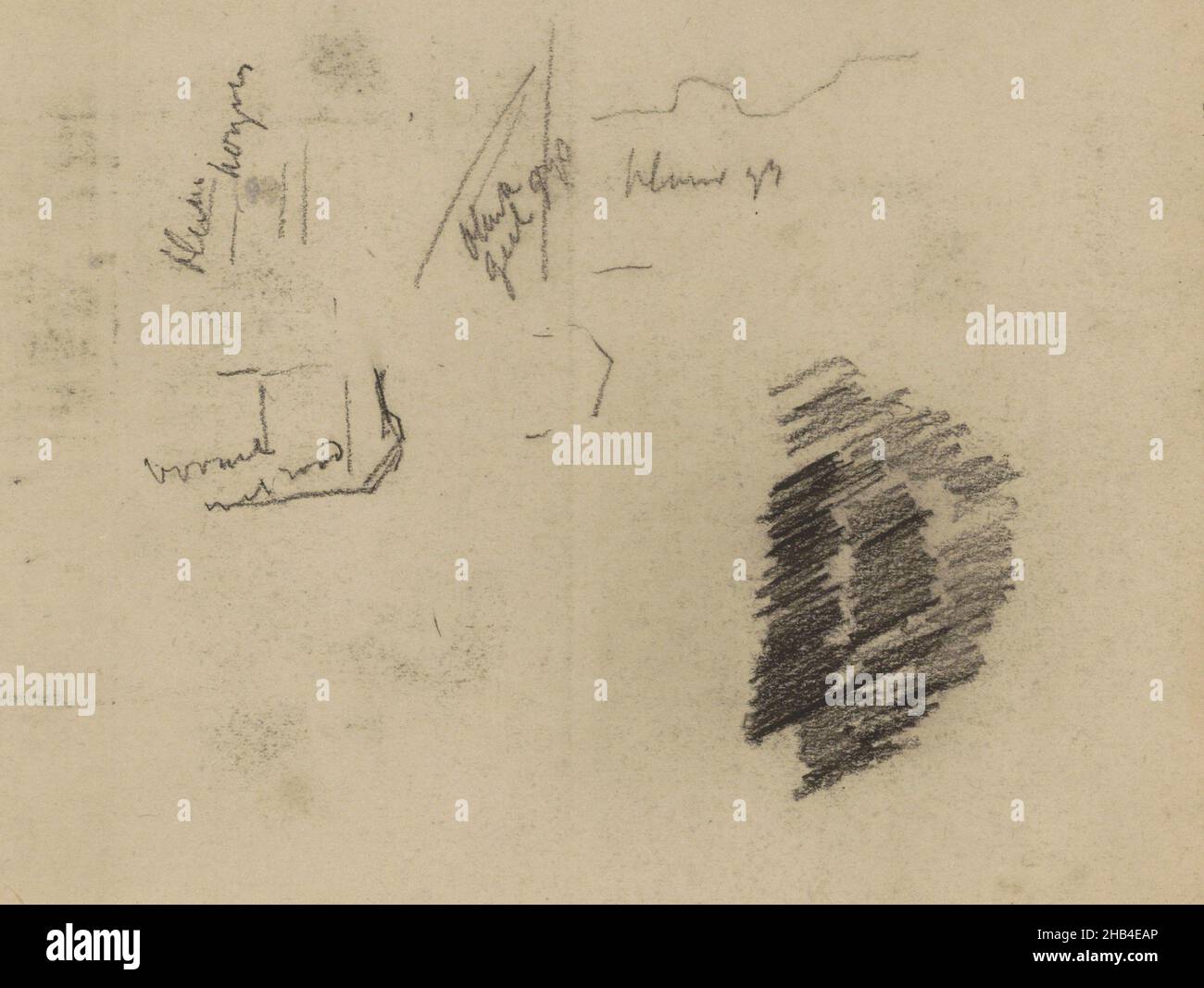 Papier de fin de page, papier de fin arrière, tiré d'un carnet de croquis de 17 feuilles., feuille d'étude, rapporteur pour avis: Willem Witsen, c.1897 - c.1899, Willem Witsen, ch.1897 - c.1899 Banque D'Images