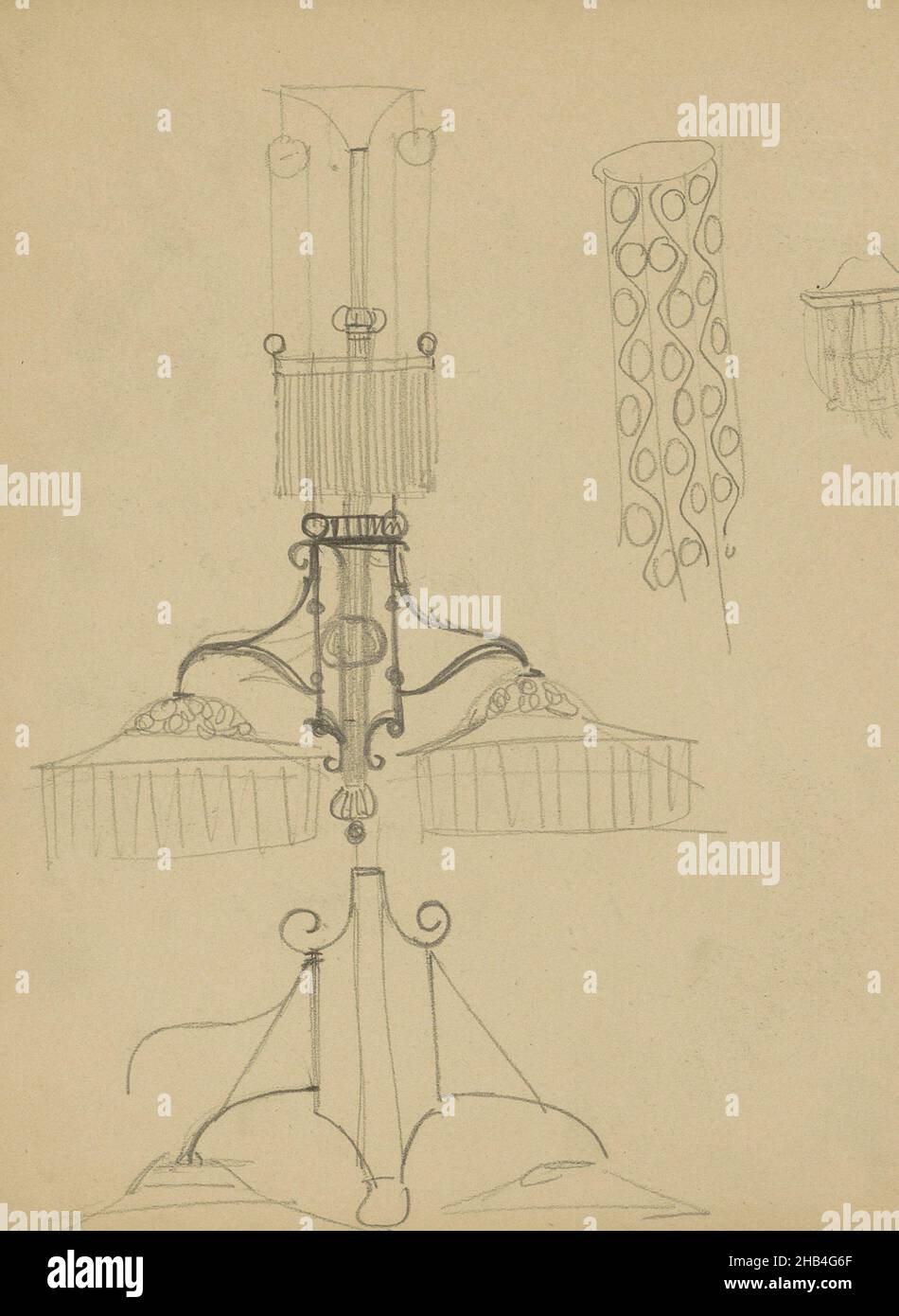 Feuille 26 verso d'un carnet de croquis avec 27 feuilles, Designs for LAMPS, Carel Adolph Lion Cachet, c.1906 Banque D'Images