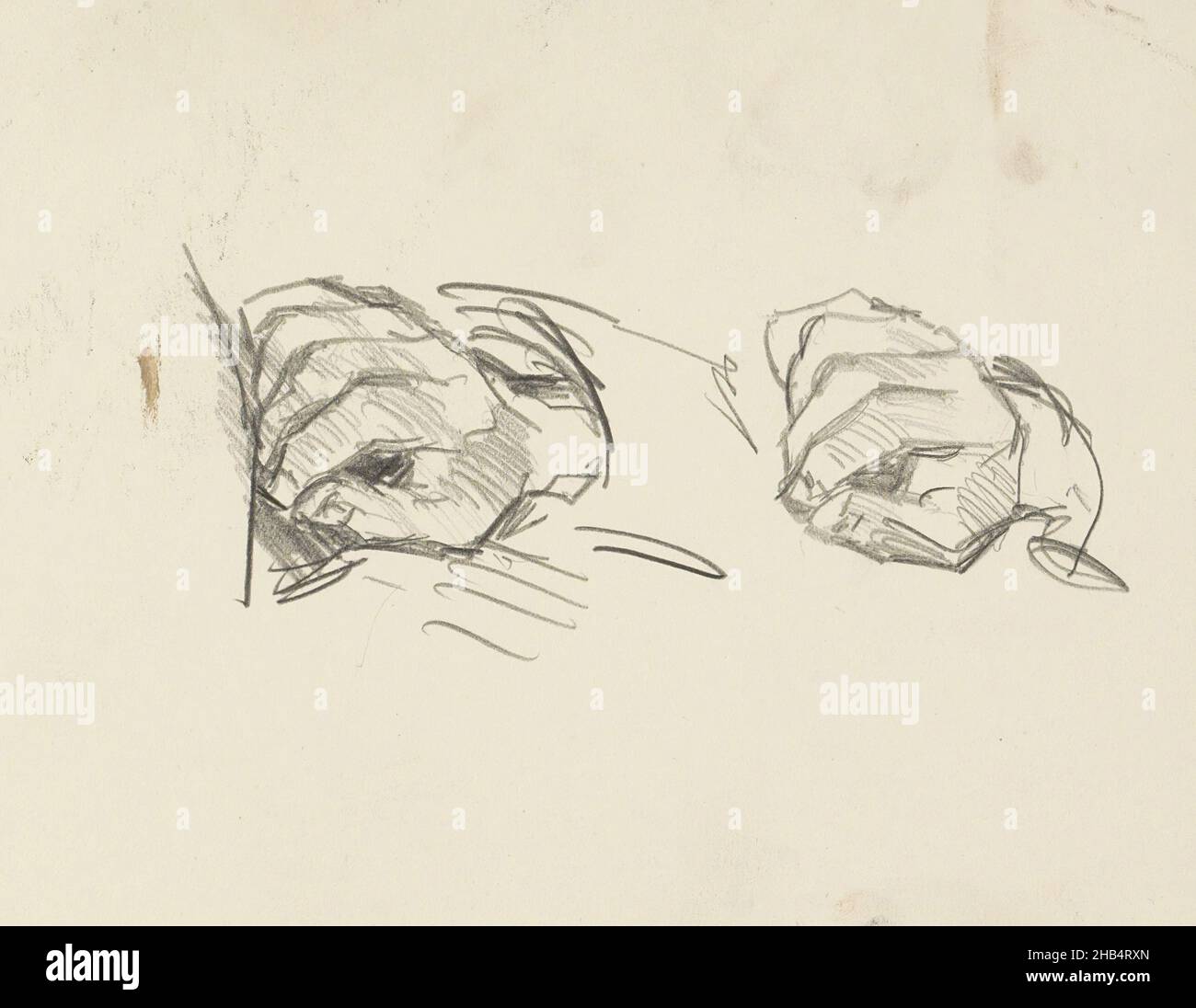 Page 13 verso de l'esquisse I avec 26 pages, deux études de la main droite de Pieter Rink, Isaac Israël, en 1931 ou avant Banque D'Images