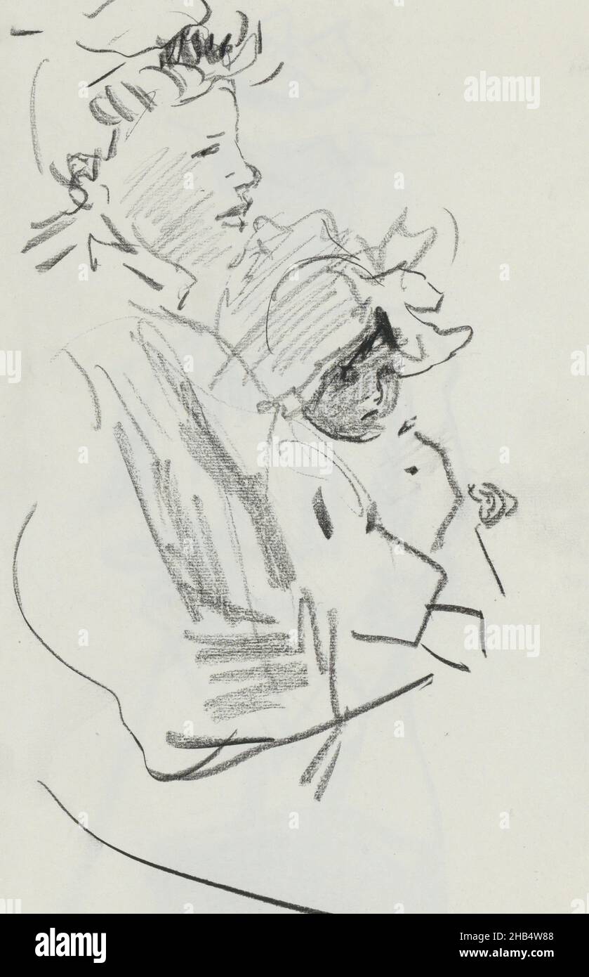 Feuille 17 verso du carnet XI avec 30 feuilles, femme avec enfant sur ses genoux, Isaac Israël, 1875 - 1934 Banque D'Images