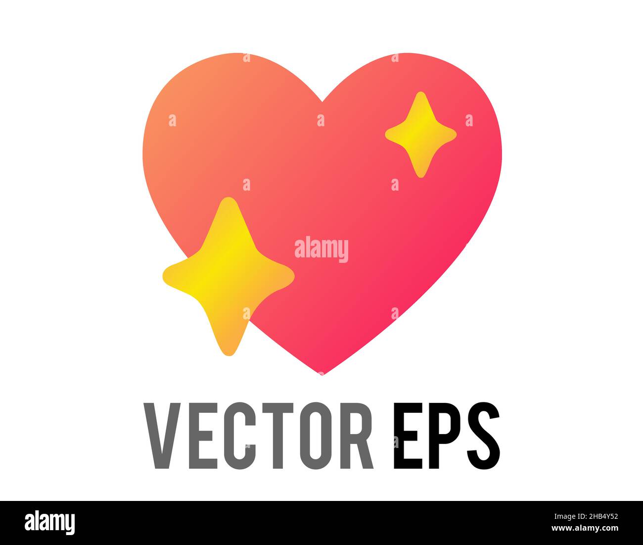 Le vecteur isolé dégradé brillant rose amour coeur icône avec étoiles dorées étincelantes, utilisé pour les expressions de chatoyant Illustration de Vecteur