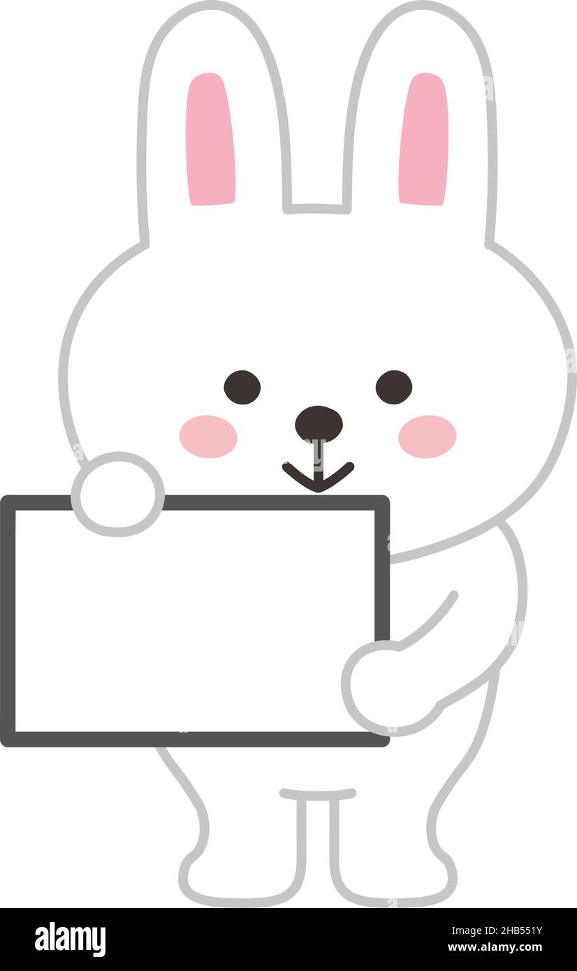 Lapin avec un signe vierge.Illustration vectorielle isolée sur fond blanc. Illustration de Vecteur