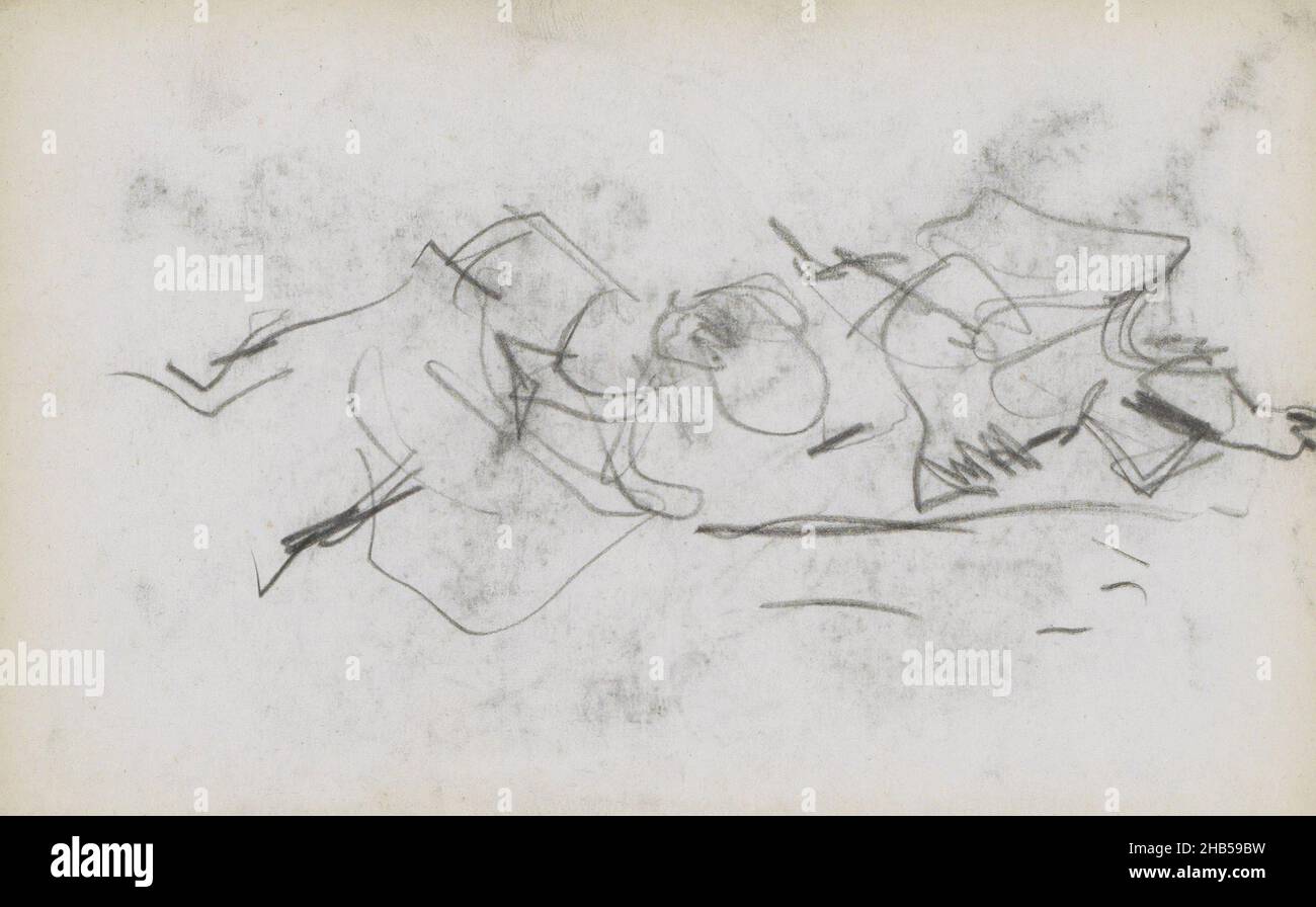 Les femmes lèvent leur jupe.On peut supposer qu'ils dansent le cancan.Page 34 d'un carnet de 35 feuilles, danseurs au Moulin Rouge, dessinateur: Marius Bauer, Paris, oct-1891, Marius Bauer,1891 Banque D'Images