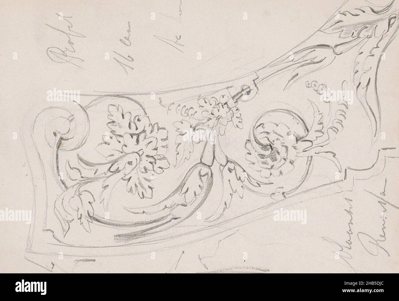 Feuille 12 recto d'un carnet de croquis de 27 pages, décoration florale., Jac van Looij, 1877 - 1880 Banque D'Images