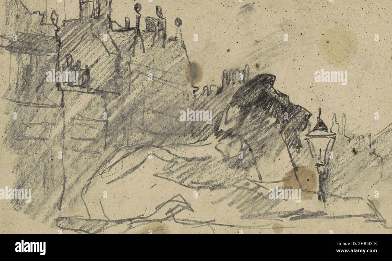 Devant un des lions au pied de la colonne de Nelson.Page 32 d'un carnet de croquis de 27 pages, vue de Trafalgar Square, Londres., rapporteur pour avis: Willem Witsen, Londres, ch.1888 - c.1891, Willem Witsen, ch.1888 - c.1891 Banque D'Images