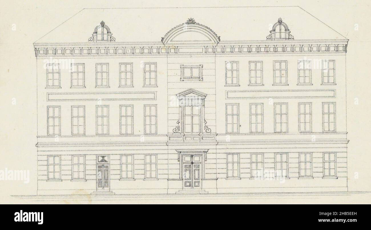 Page 19 d'un carnet de croquis de 164 pages, rébellion d'un bâtiment à la façade néoclassique, dessinateur: Willem Springer jr., c.1864, PEN, Willem Springer jr., ch.1864 Banque D'Images