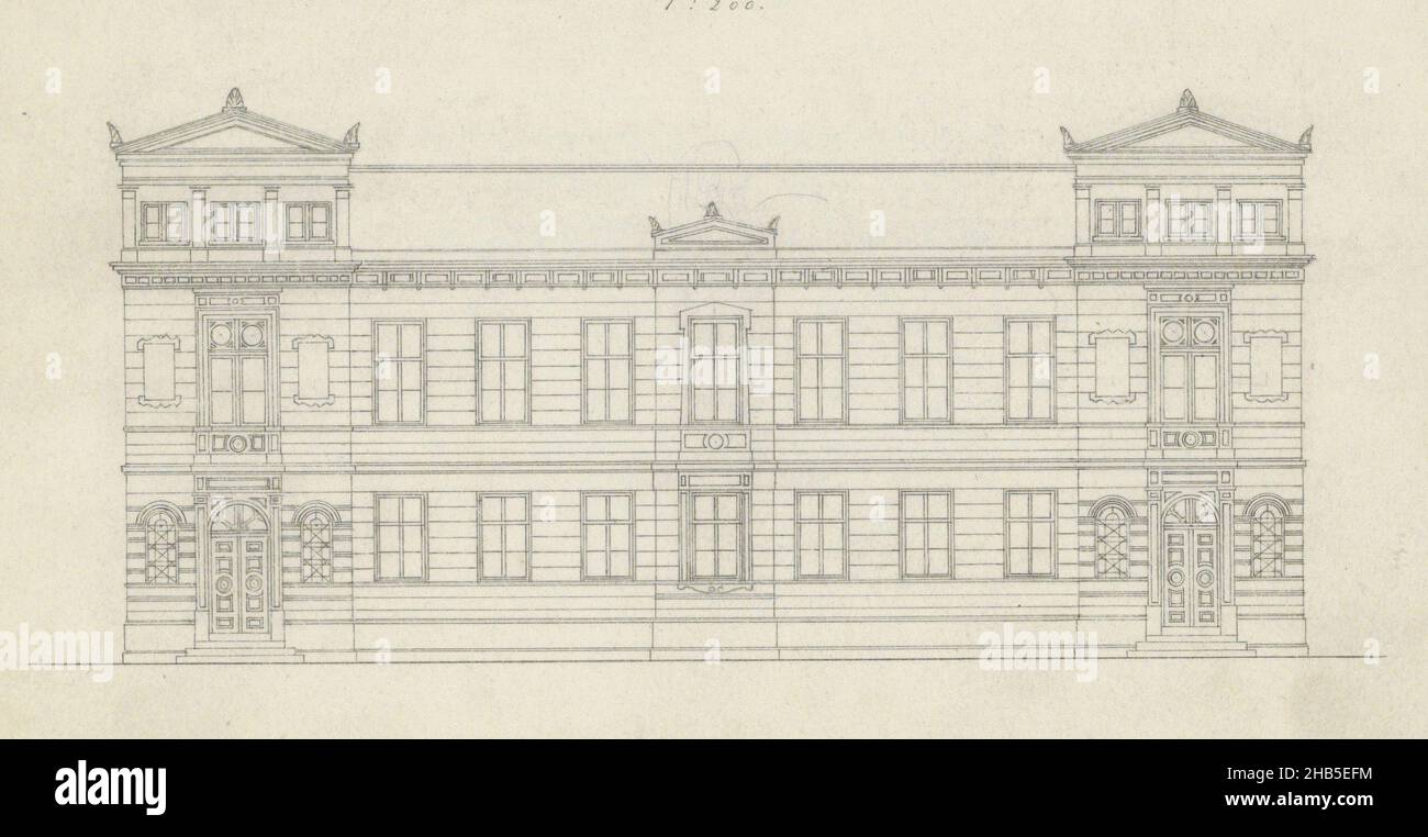 Page 85 d'un carnet de croquis de 164 pages., rébellion d'un bâtiment à la façade néoclassique., dessinateur: Willem Springer jr., c.1864, PEN, Willem Springer jr., ch.1864 Banque D'Images