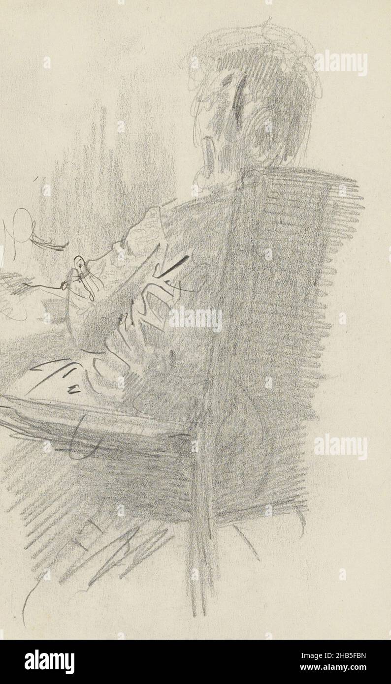 Feuille 6 recto d'un carnet de croquis de 25 feuilles, Joanna Lion Cachet-cordes assis dans une chaise, Carel Adolph Lion Cachet, c.1935 - c.1940 Banque D'Images