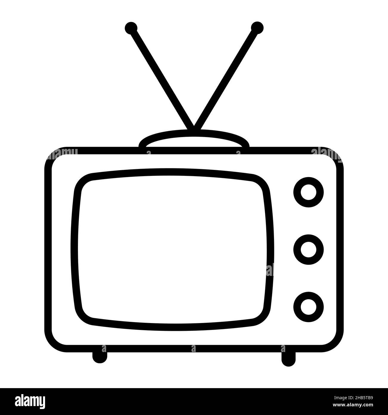 Icône TV, symbole TV, téléviseur d'époque avec illustration de stock d'antennes Illustration de Vecteur