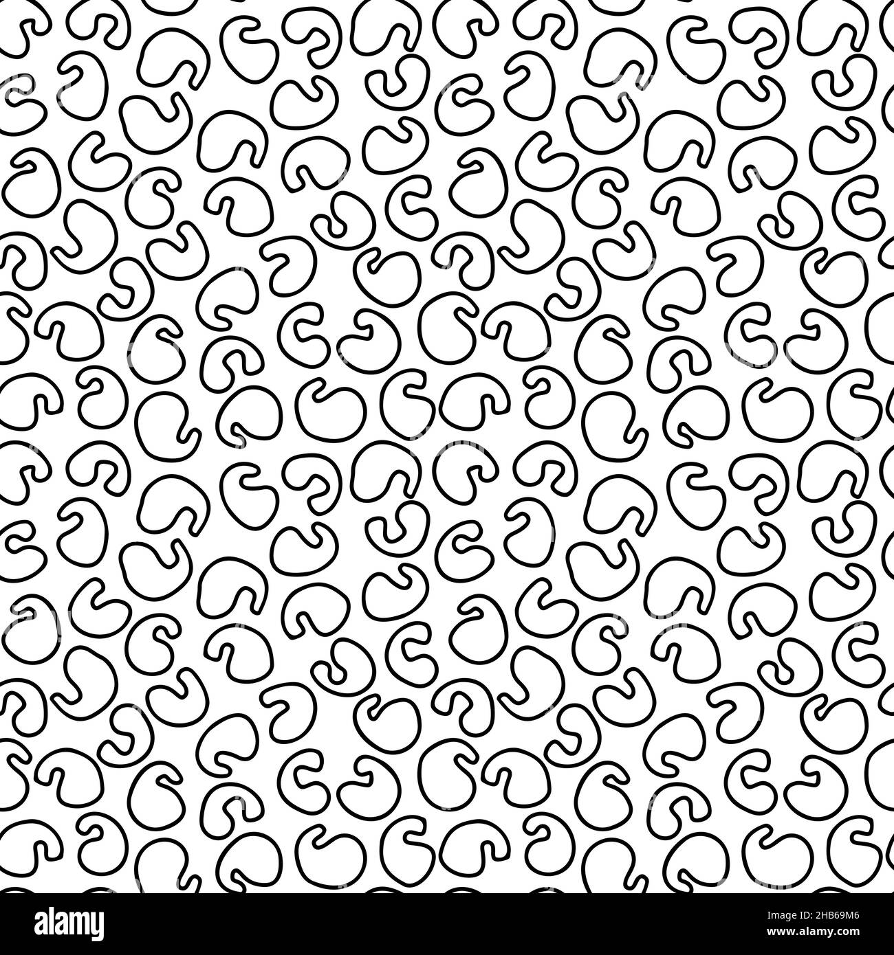 Motif sans couture noir et blanc dessiné à la main avec éléments de forme abstraits. Illustration de Vecteur