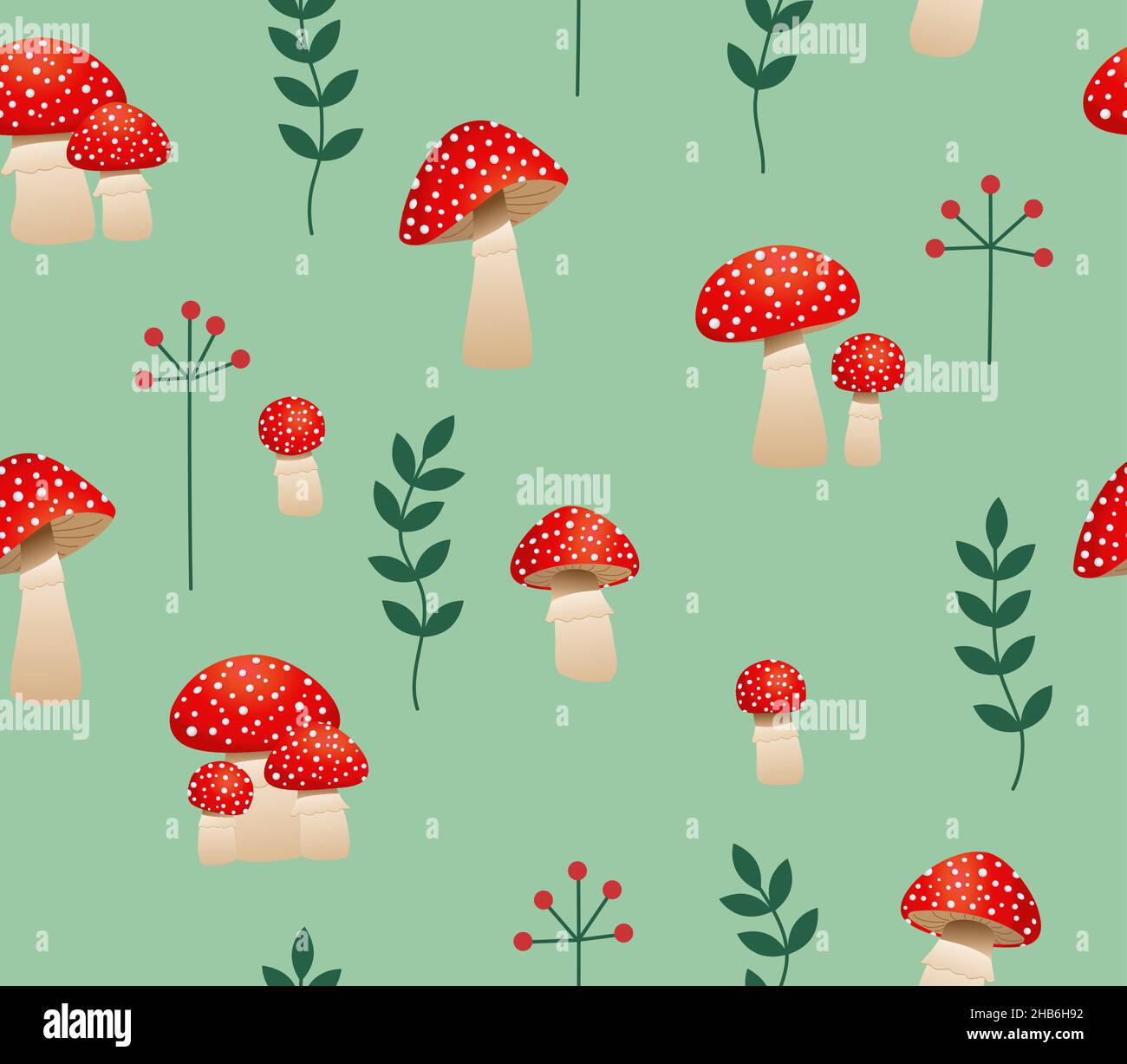 Motif sans couture avec motif Fly agaric.Champignon toxique rouge.Peut être utilisé pour le papier peint, l'impression, l'emballage, le papier, la conception textile.Illustration vectorielle. Illustration de Vecteur