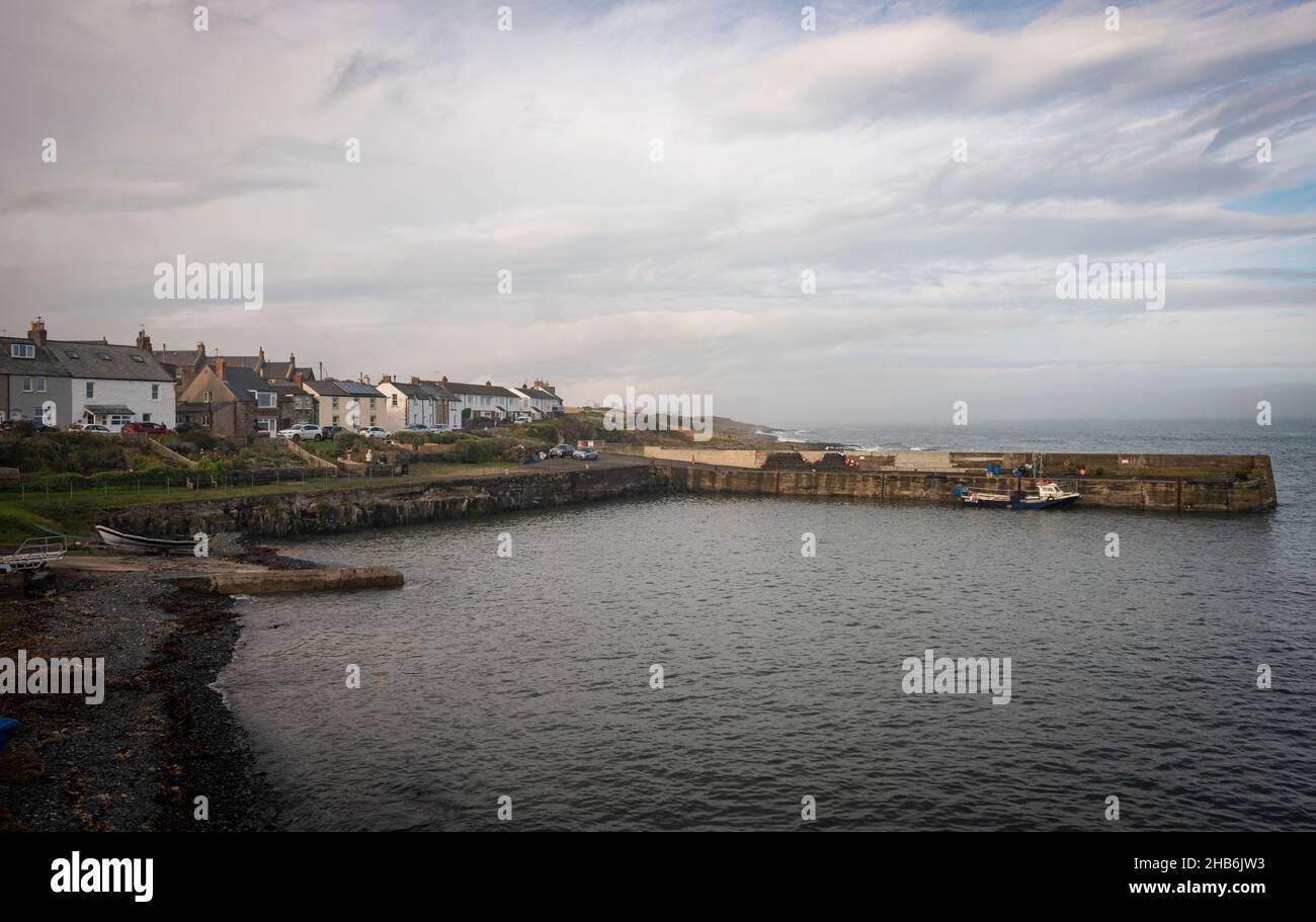 Le petit village de pêcheurs de Craster, sur la côte de Northumberland, au Royaume-Uni Banque D'Images