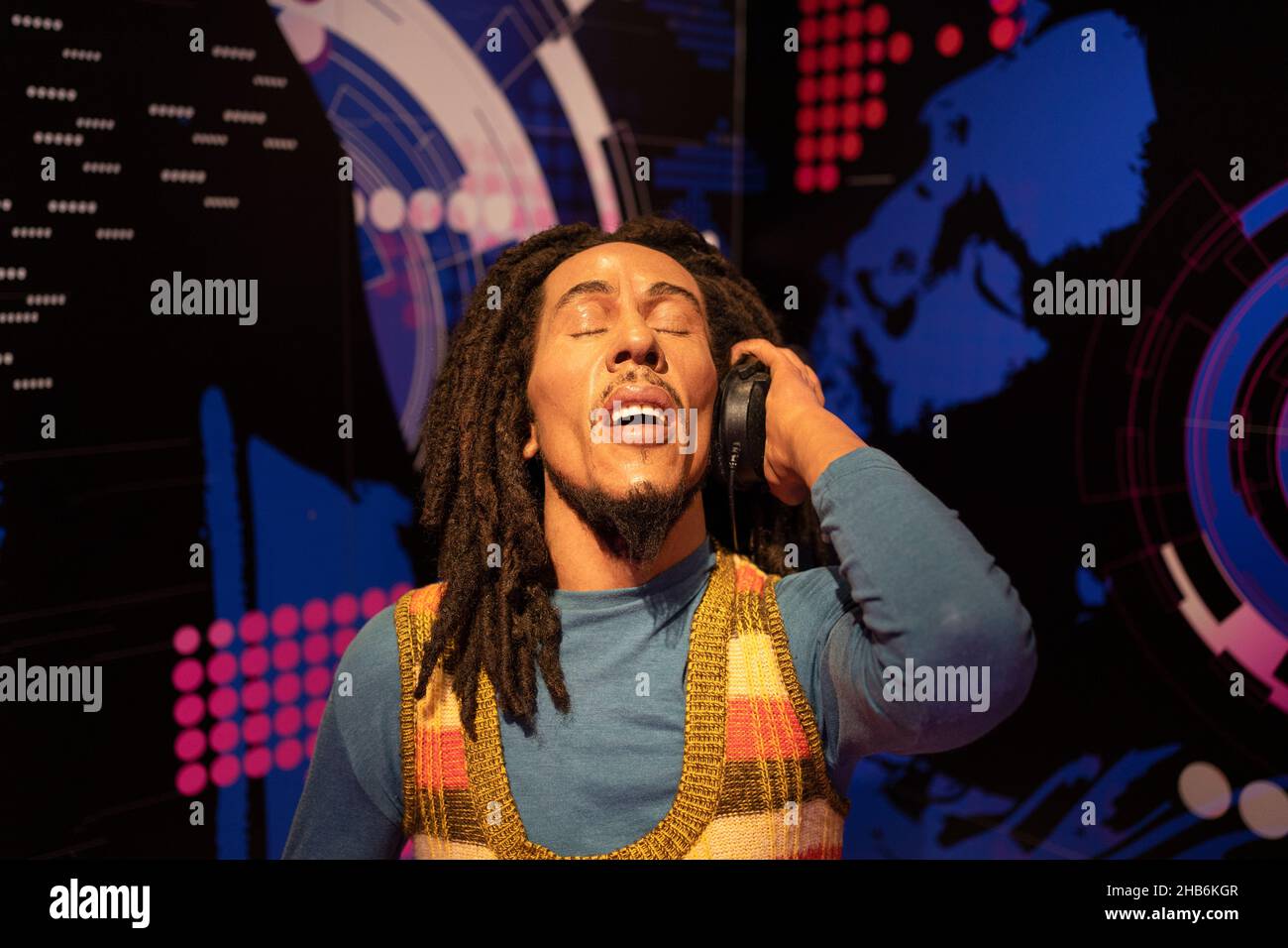 Sculpture en cire Bob Marley à Madame Tussauds Istanbul.Bob Marley était un chanteur jamaïcain, auteur-compositeur et musicien. Banque D'Images