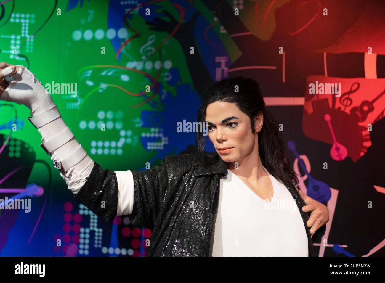 Sculpture en cire de Michael Jackson au musée Madame Tussauds d'Istanbul.Michael Jackson était un chanteur américain, un auteur-compositeur et un danseur. Banque D'Images