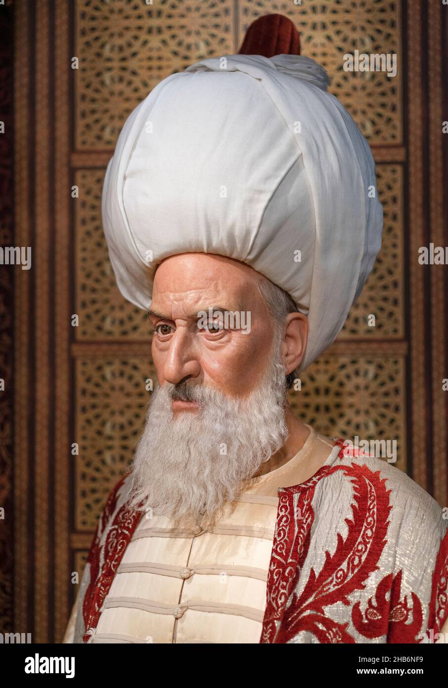 Kanuni Sultan Suleyman (Suleiman la magnifique ) sculpture en cire à Madame Tussauds Istanbul. Banque D'Images