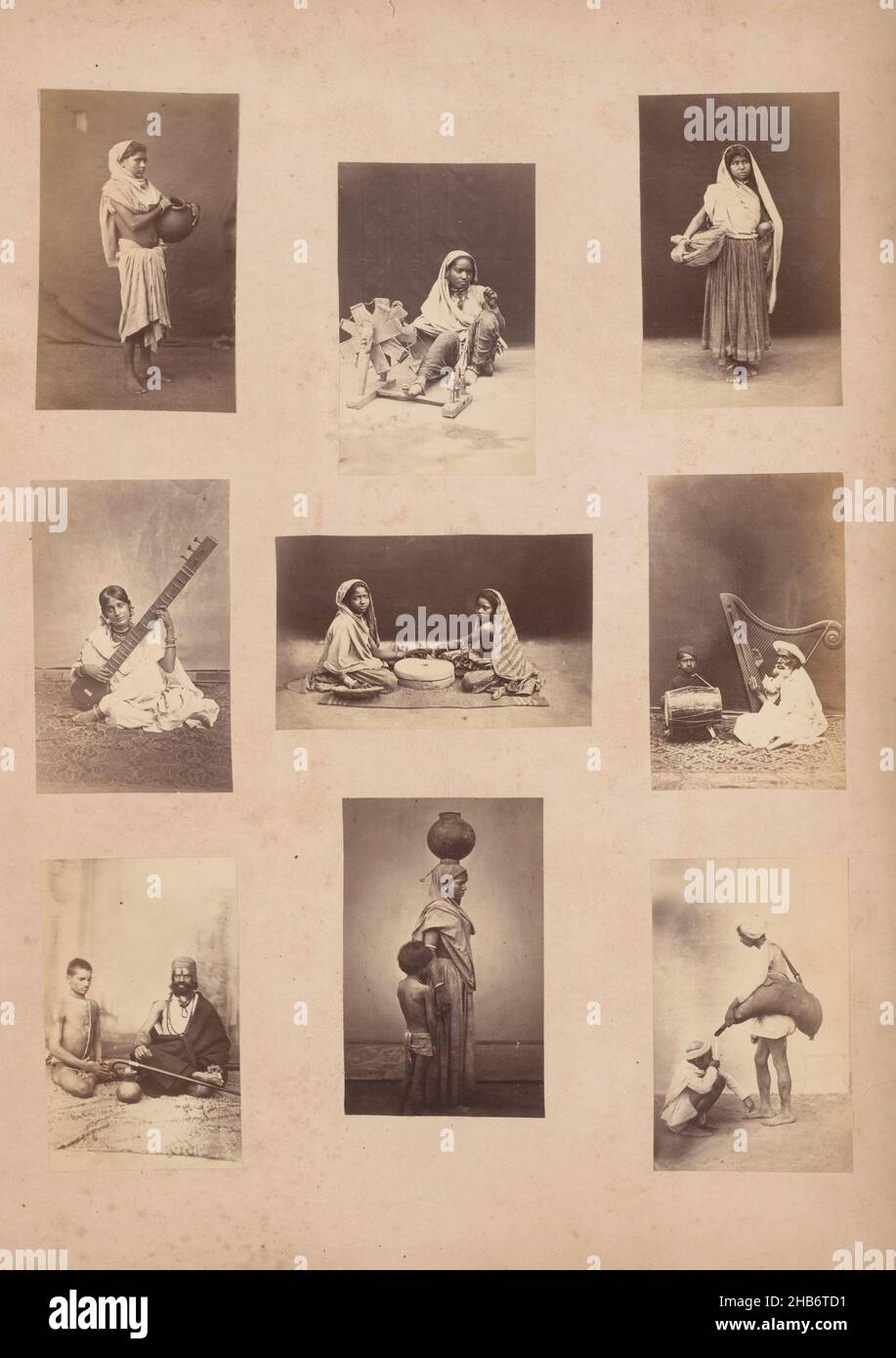 Neuf photographies de types enregistrées en studio, Pakistan/Inde Banque D'Images