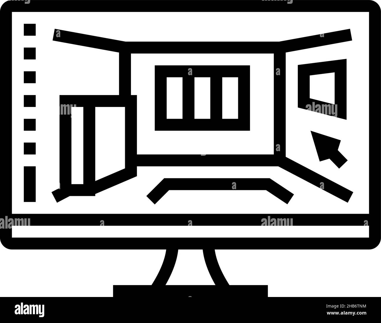 3d illustration vectorielle d'icône de ligne de visualisation intérieure Illustration de Vecteur