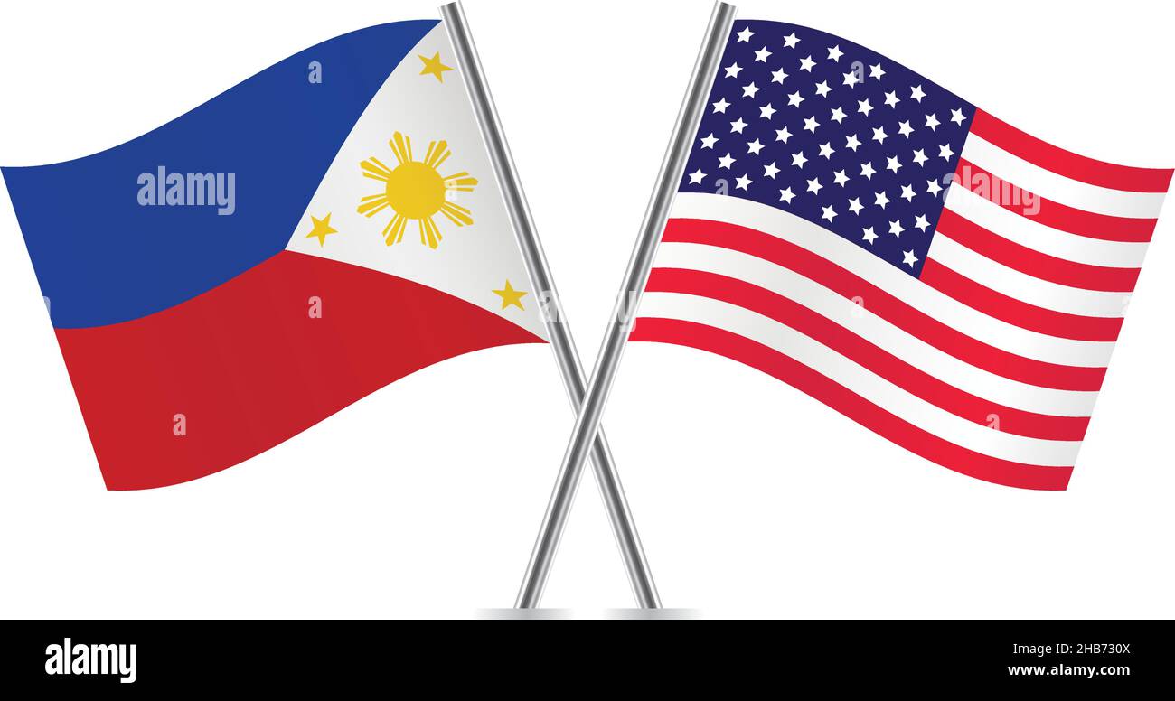 Drapeau philippin et américain.Illustration vectorielle. Illustration de Vecteur