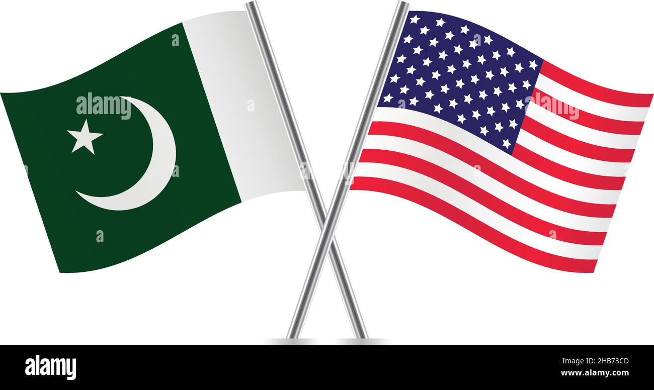 Drapeaux américains et pakistanais.Illustration vectorielle. Illustration de Vecteur