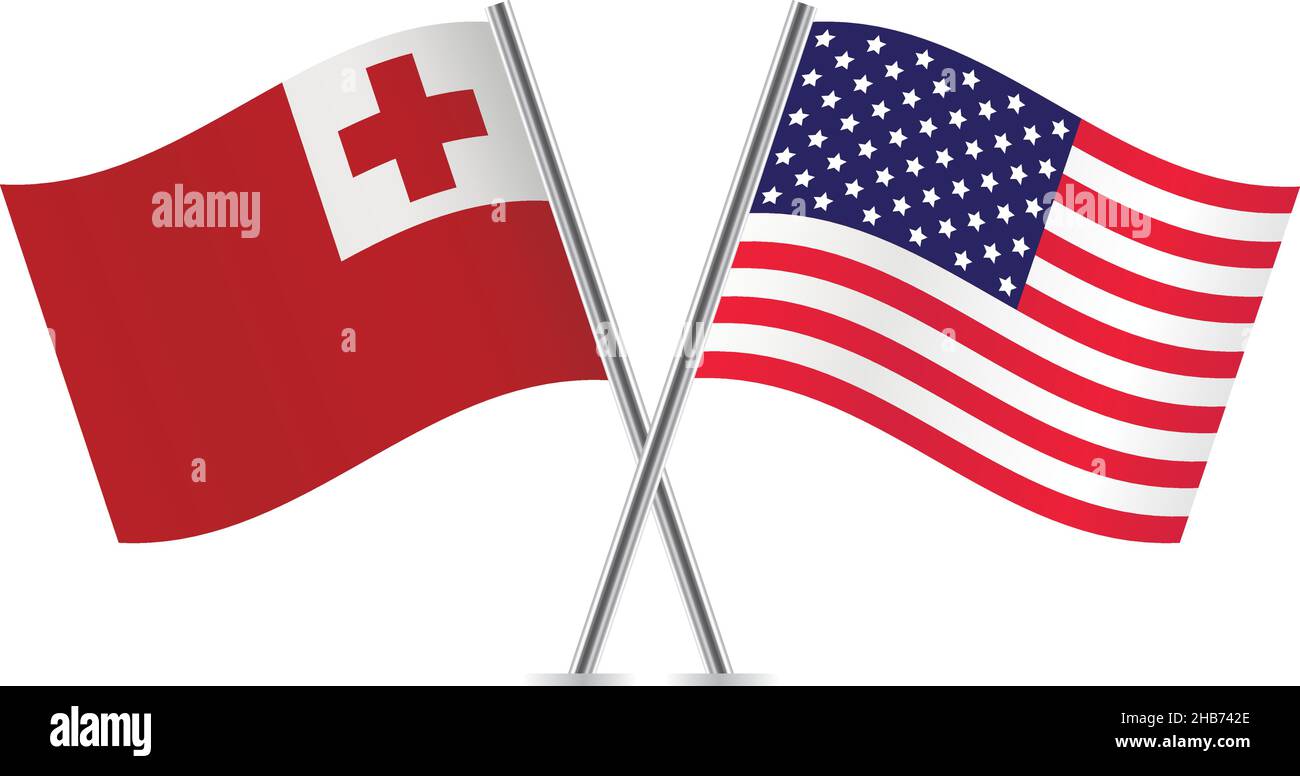 Drapeaux américains et Tonga.Illustration vectorielle. Illustration de Vecteur