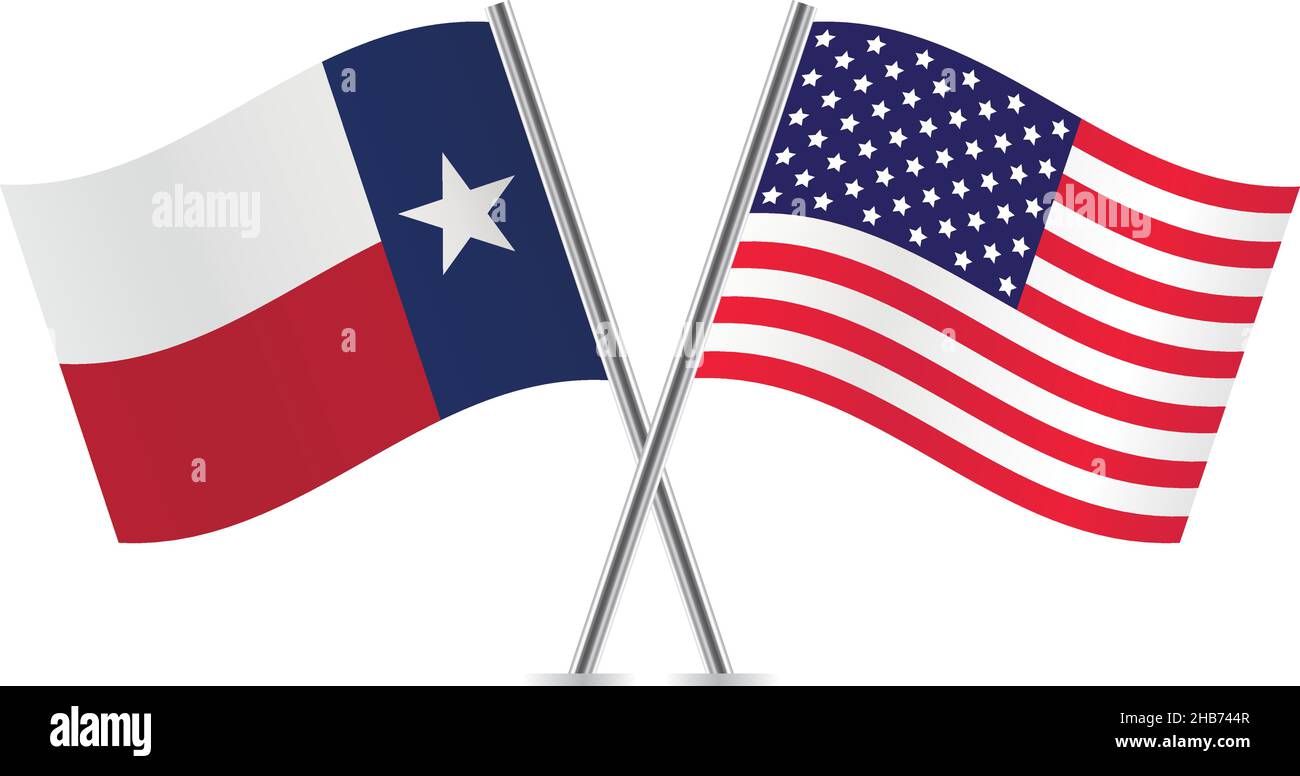 Drapeaux américains et texans.Illustration vectorielle. Illustration de Vecteur