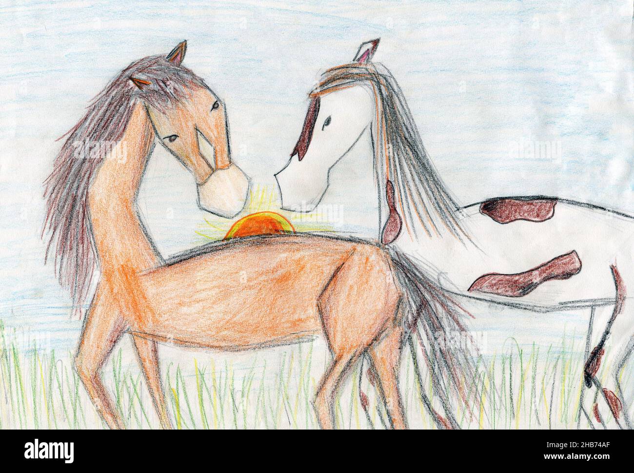 Illustration créative de deux chevaux Banque D'Images
